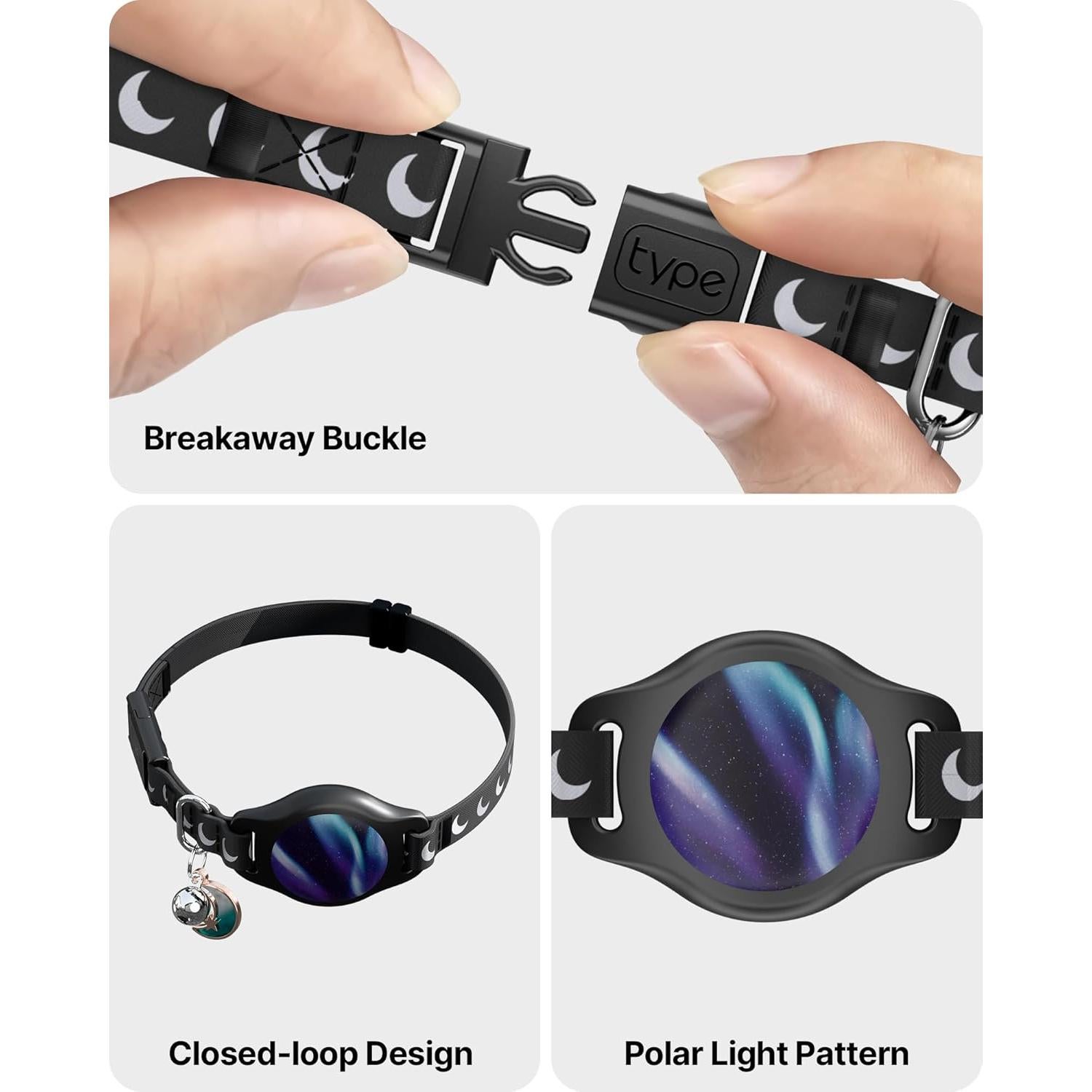 Collar para Gato con Soporte Airtag Typecase Negro 20-30 cm