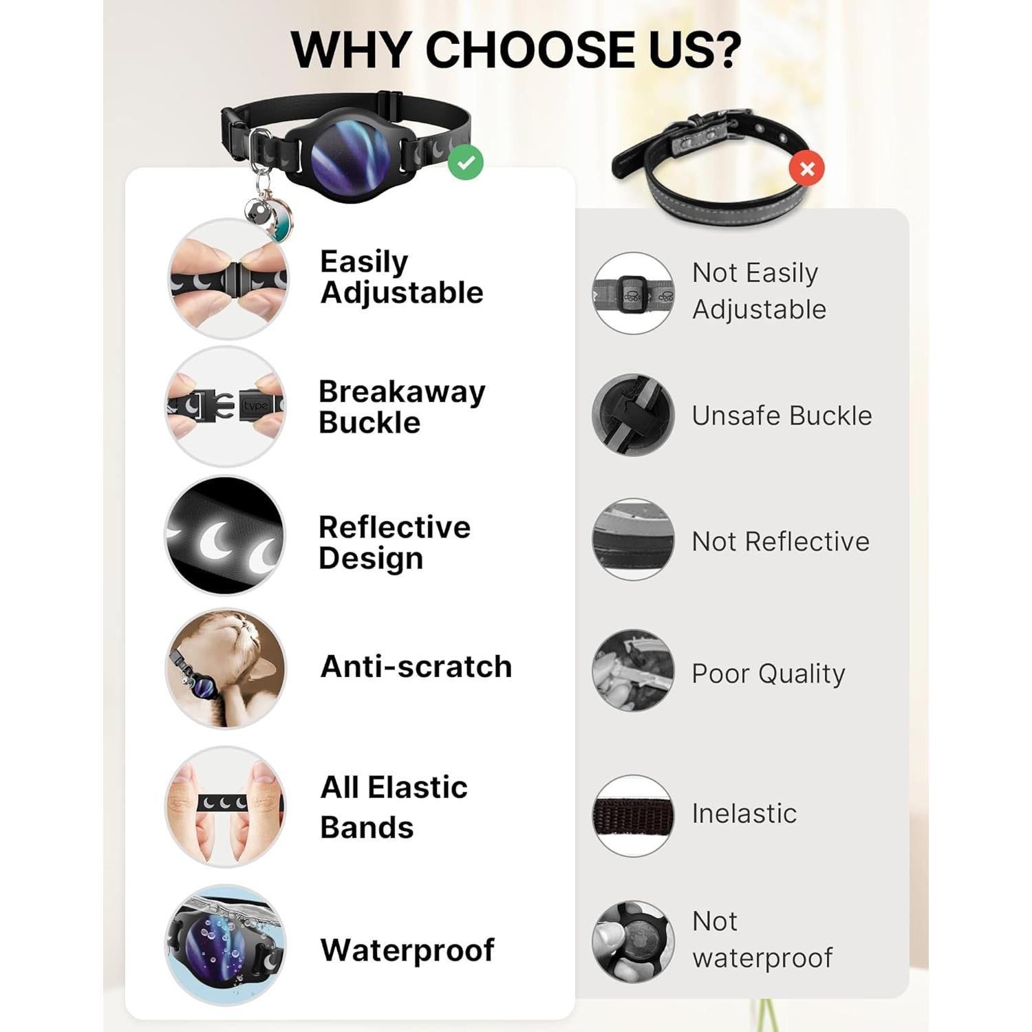 Collar para Gato con Soporte Airtag Typecase Negro 20-30 cm