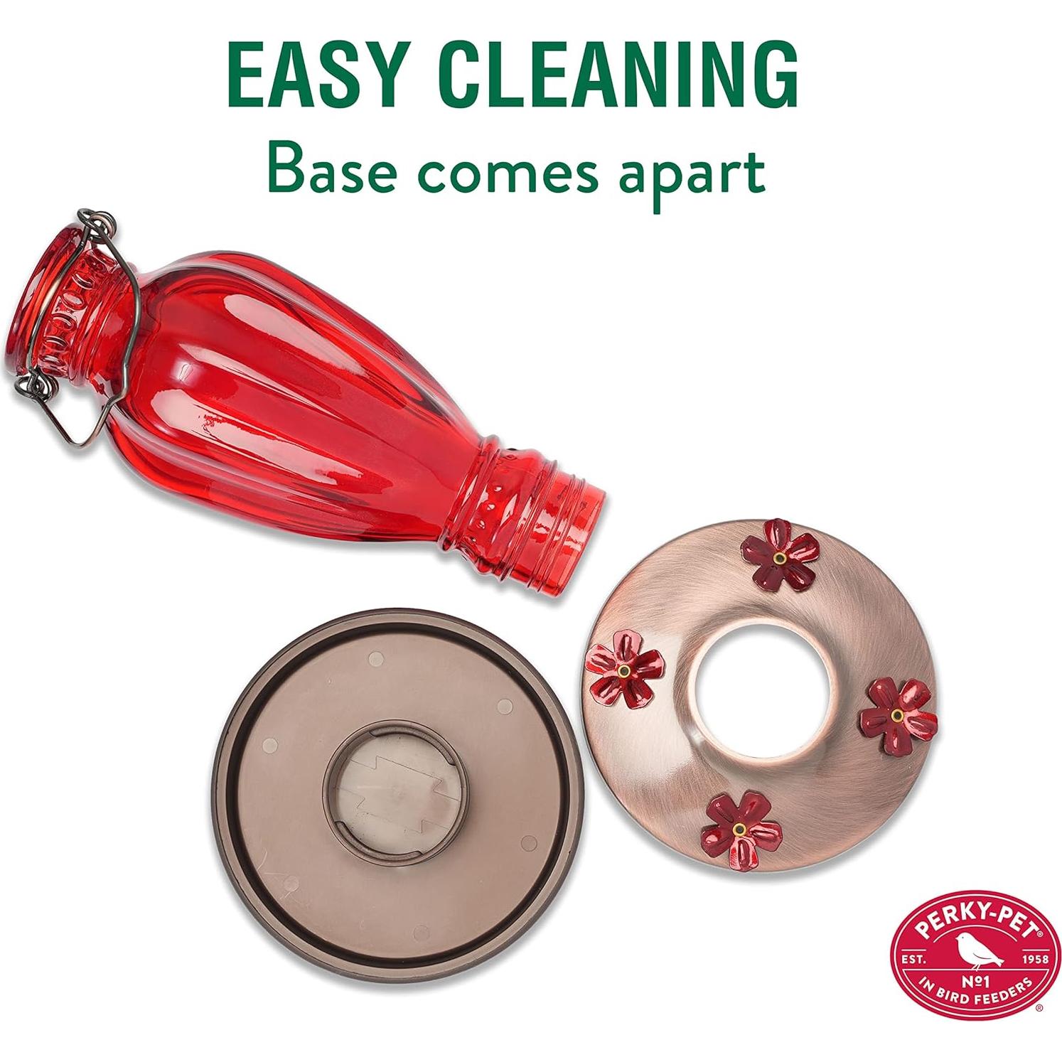 Alimentador de Colibríes Perky-Pet 710 ml Vidrio Rojo Vintage