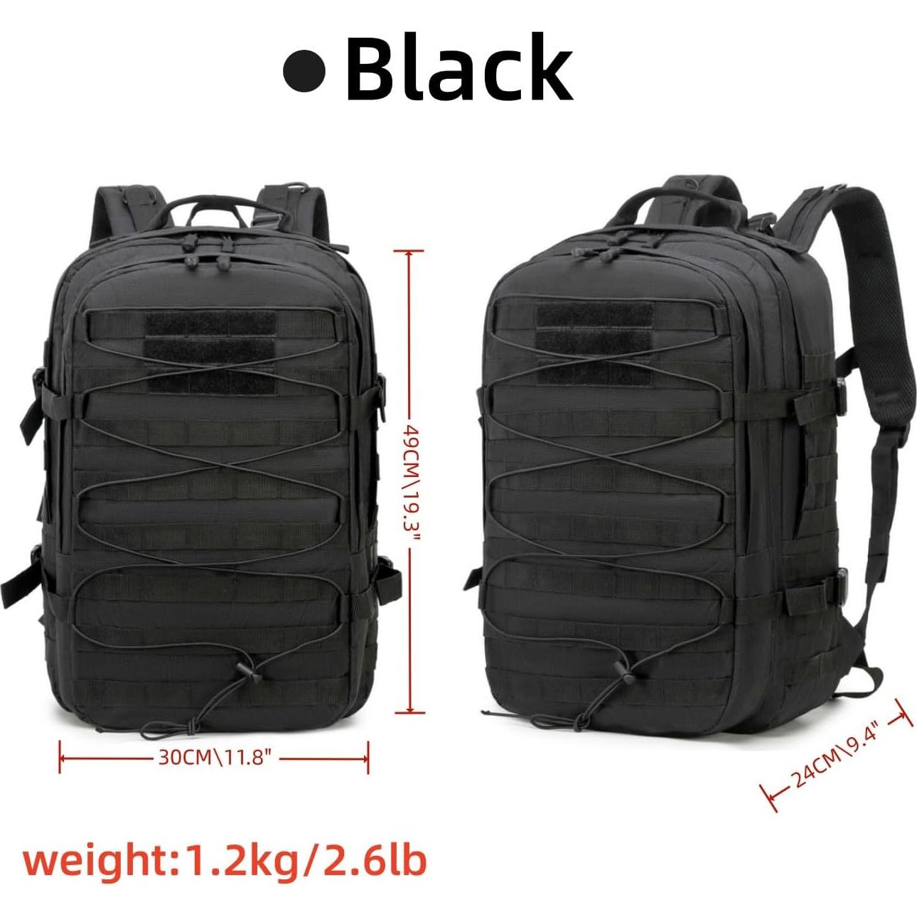 Mochila táctica ORILOOSEN 37L resistente al agua negra