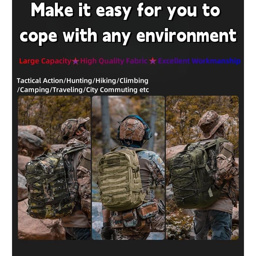 Mochila táctica ORILOOSEN 37L resistente al agua negra