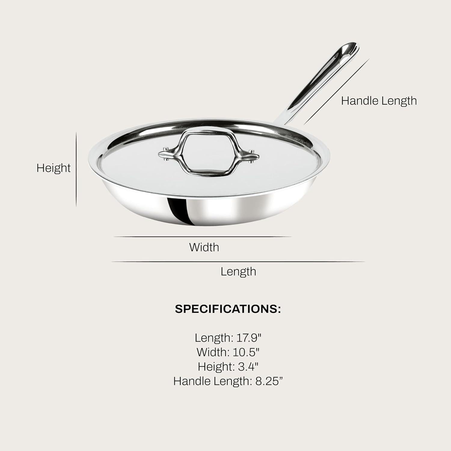 Sartén de Acero Inoxidable All-Clad D3 25.4 cm con Tapa