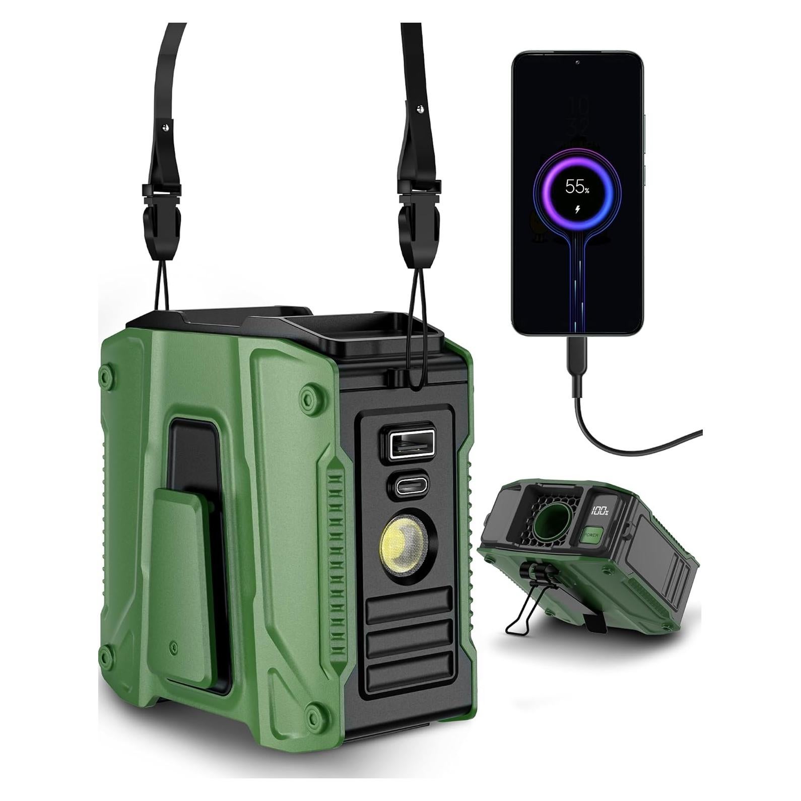 Ventilador de Cintura Portátil FrSara M40 Verde Recargable 5 Velocidades