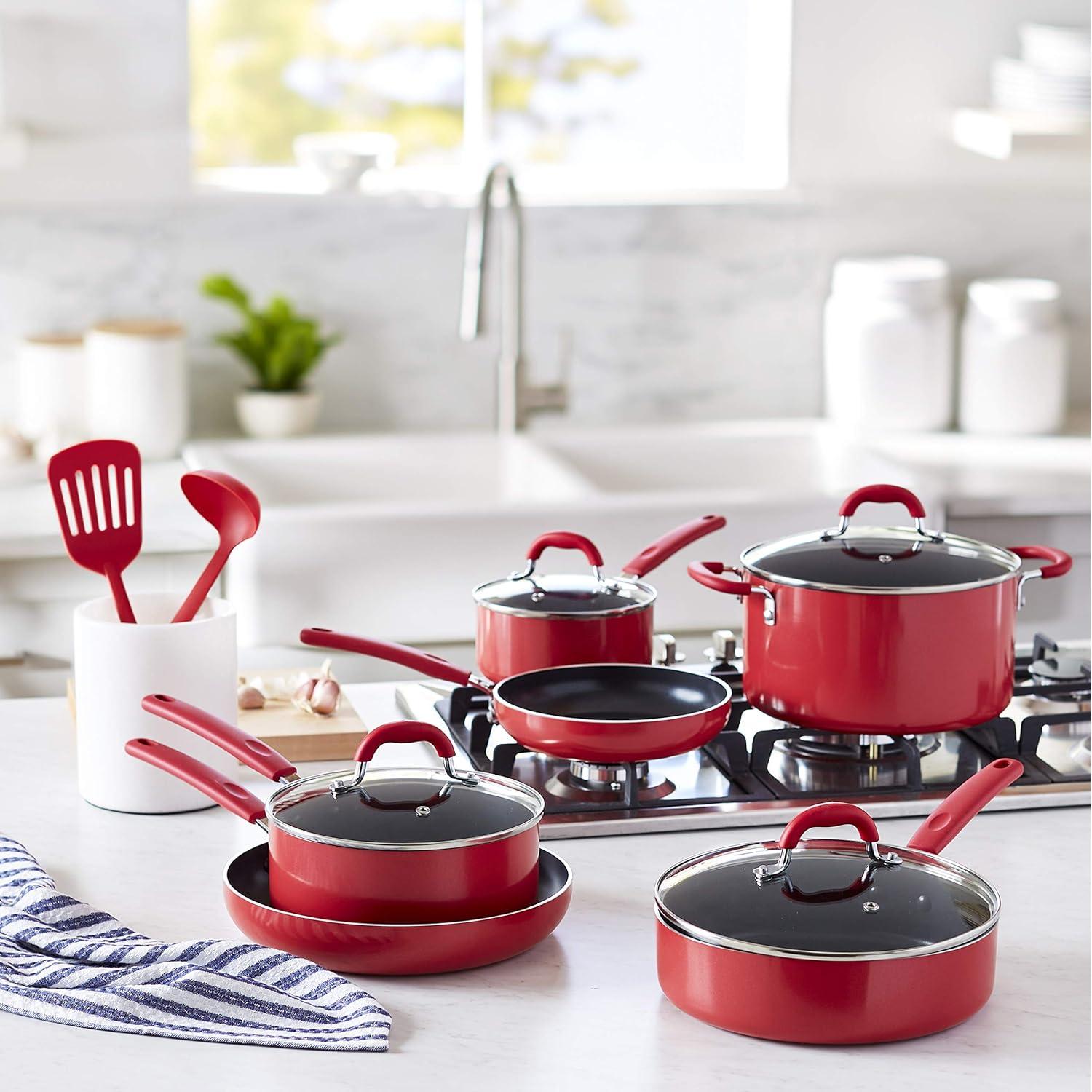 Juego de utensilios de cocina Amazon Basics 12 piezas rojo