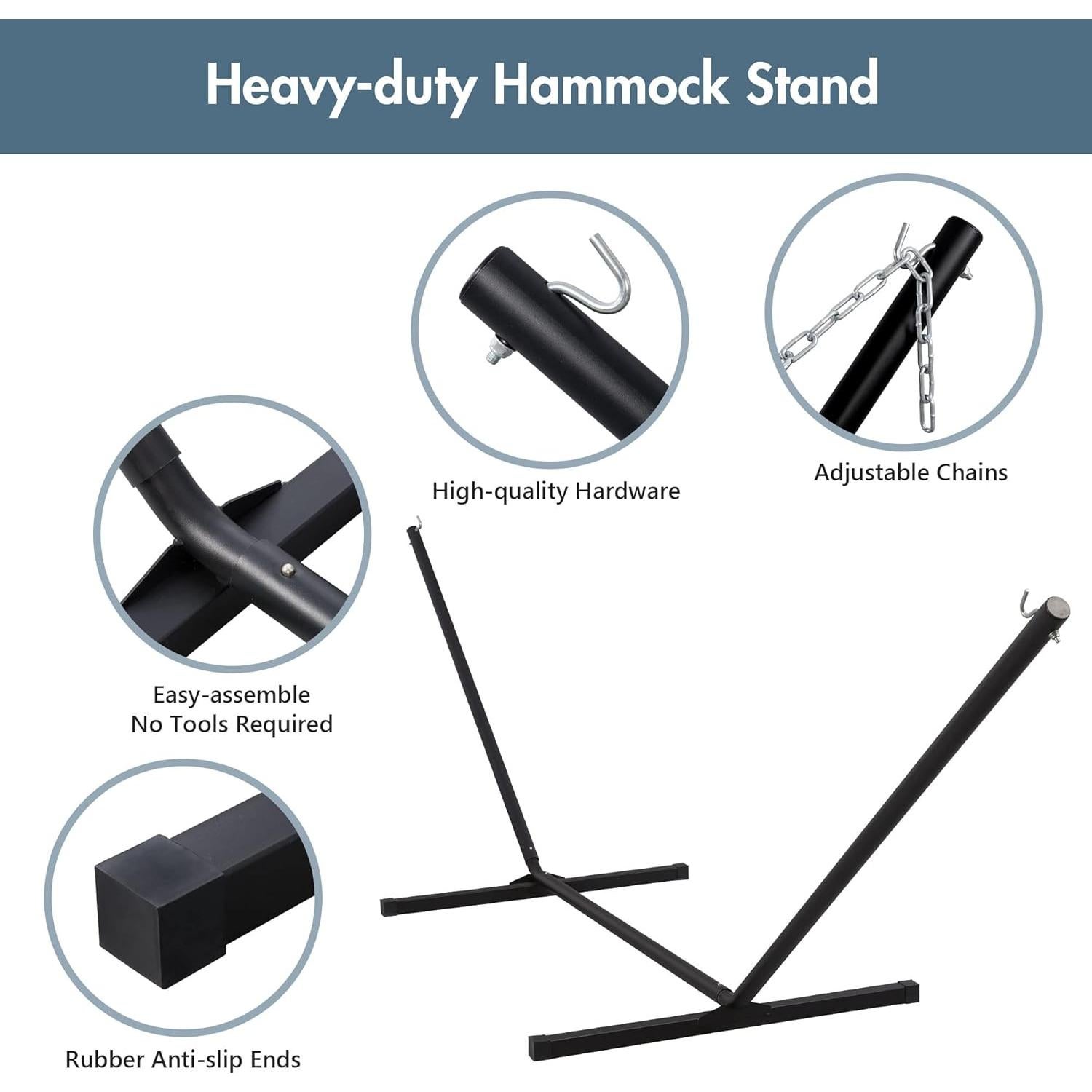 Hamaca Doble ANOW con Soporte de Acero 3.66 m Azul