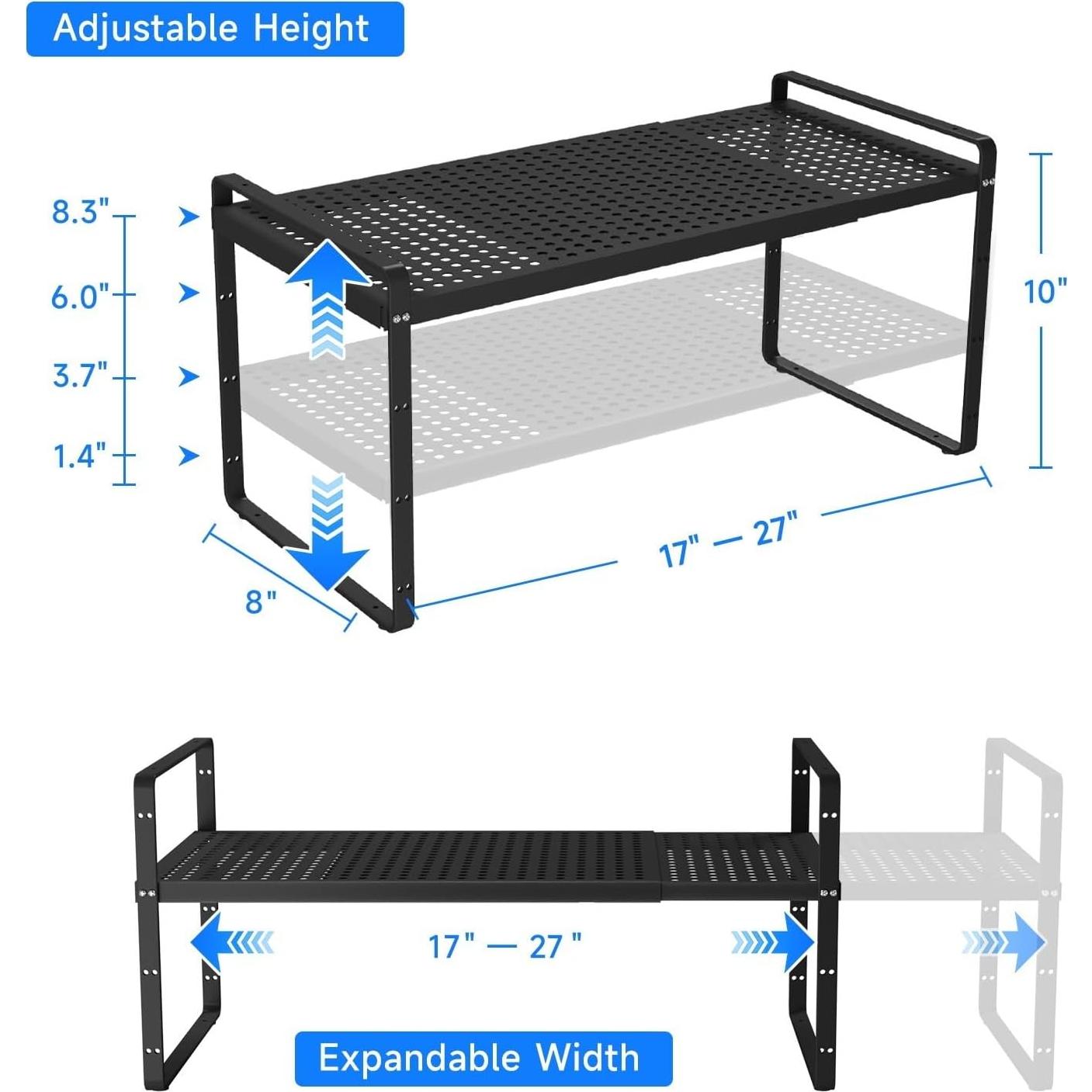 Organizador de Estantes Expandible KIKIBRO Negro 1 Paquete