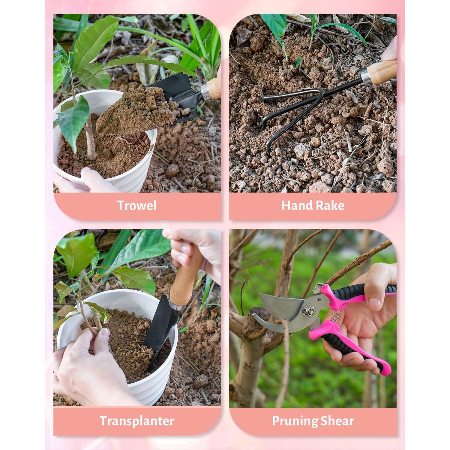 Juego de Herramientas de Jardinería Rosadas LANNIU 5 Piezas