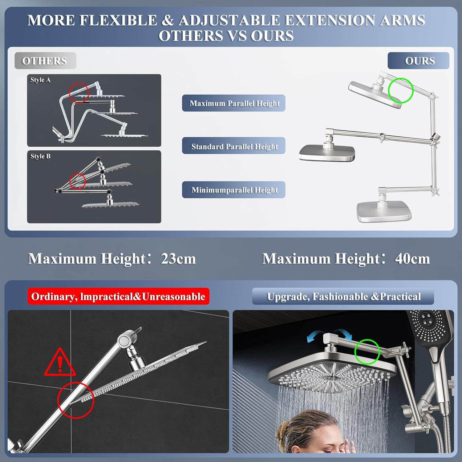 Cabezal de Ducha Jcrob 30.48 cm Lluvia con Spray de Mano