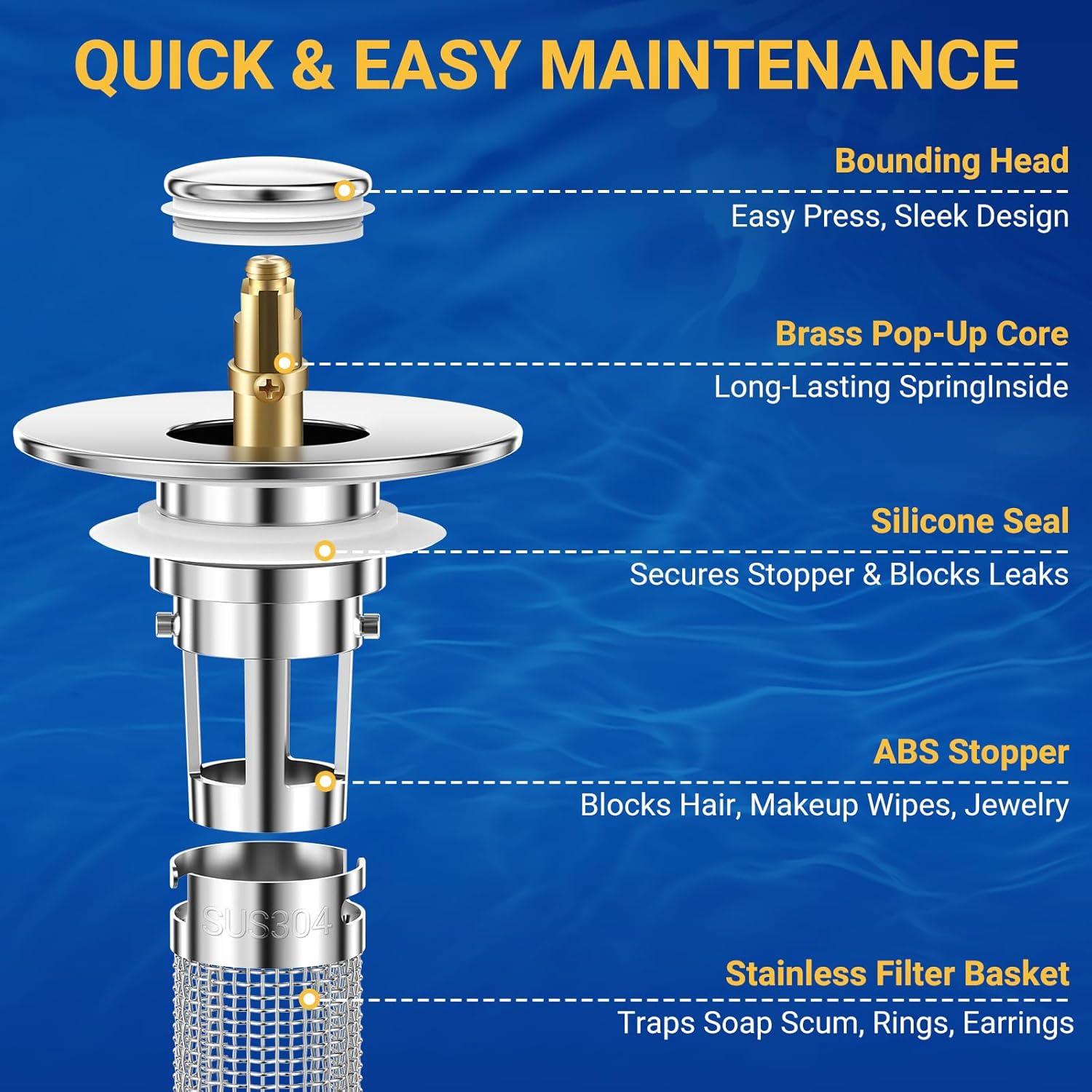 Colador de desagüe HFMZYWA para lavabo de baño acero inoxidable