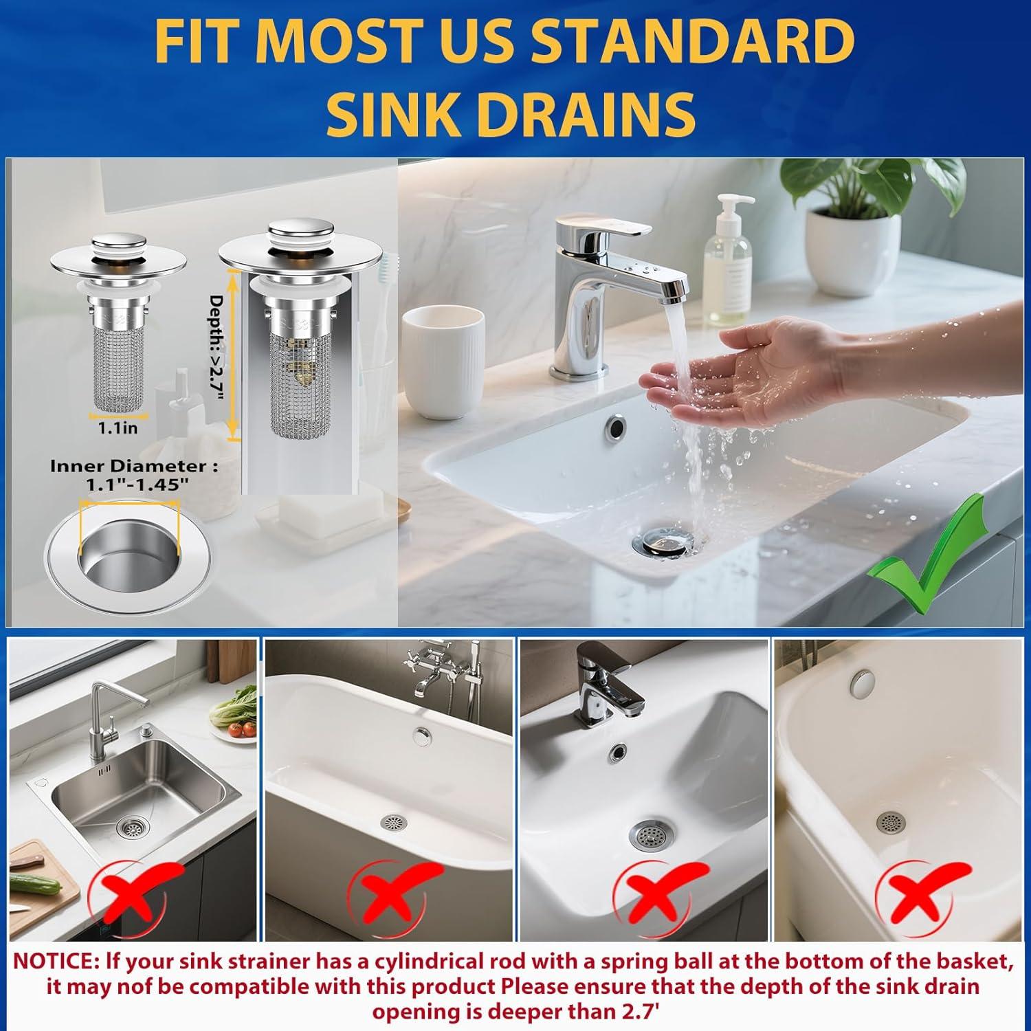 Colador de desagüe HFMZYWA para lavabo de baño acero inoxidable