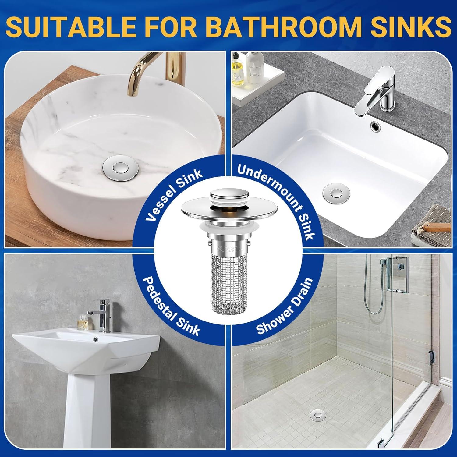 Colador de desagüe HFMZYWA para lavabo de baño acero inoxidable