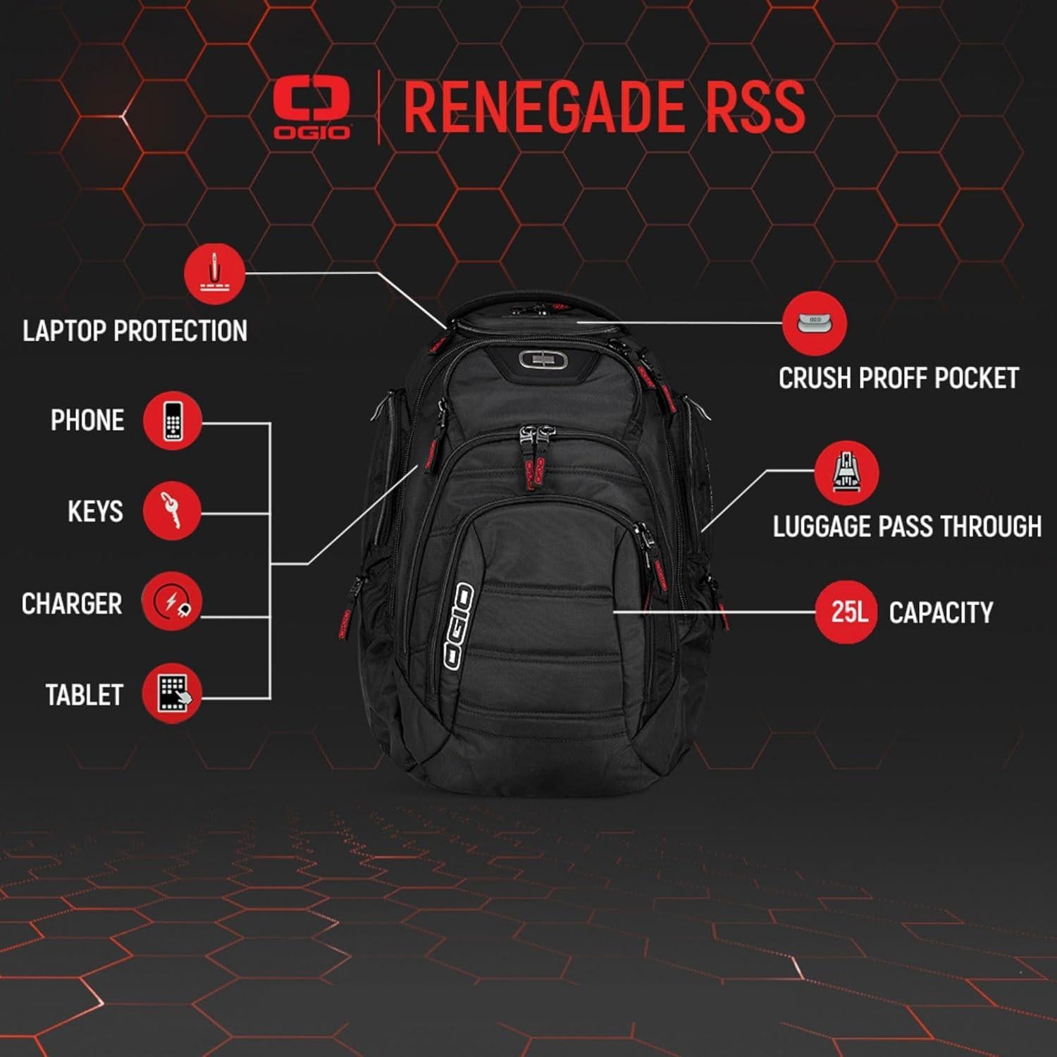 Mochila Renegade OGIO Negra para Laptop 15" y 17"