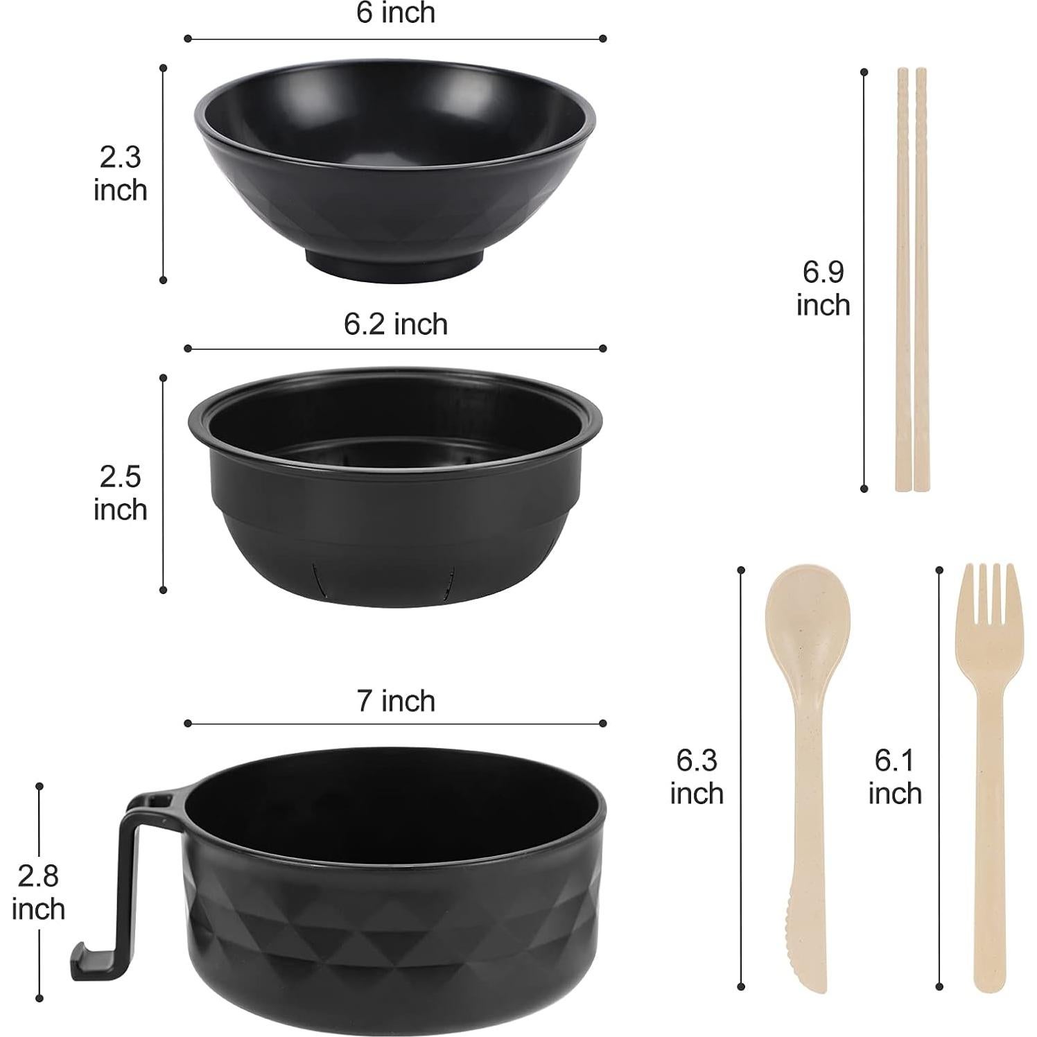 Tazón Cocinero de Ramen RORBAM Negro Microondas 0.86kg