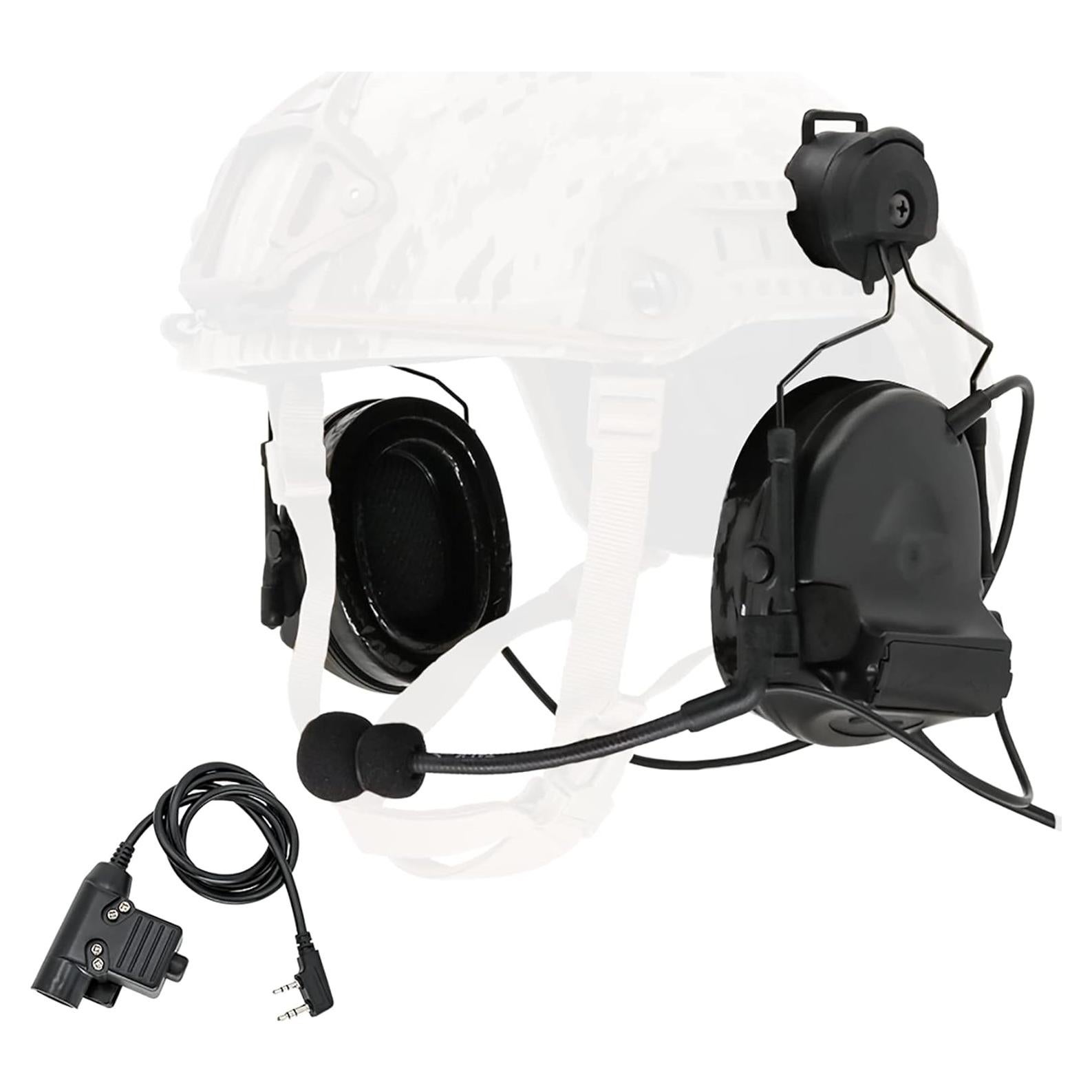 Auriculares Tácticos Hearangel con Adaptador Riel ARC Negro