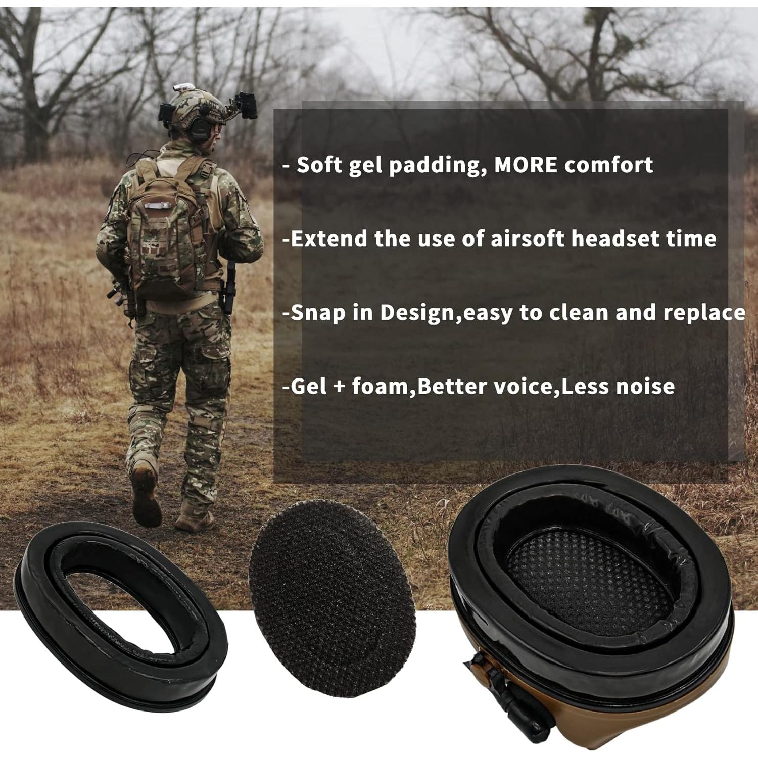 Auriculares Tácticos Hearangel con Adaptador Riel ARC Negro