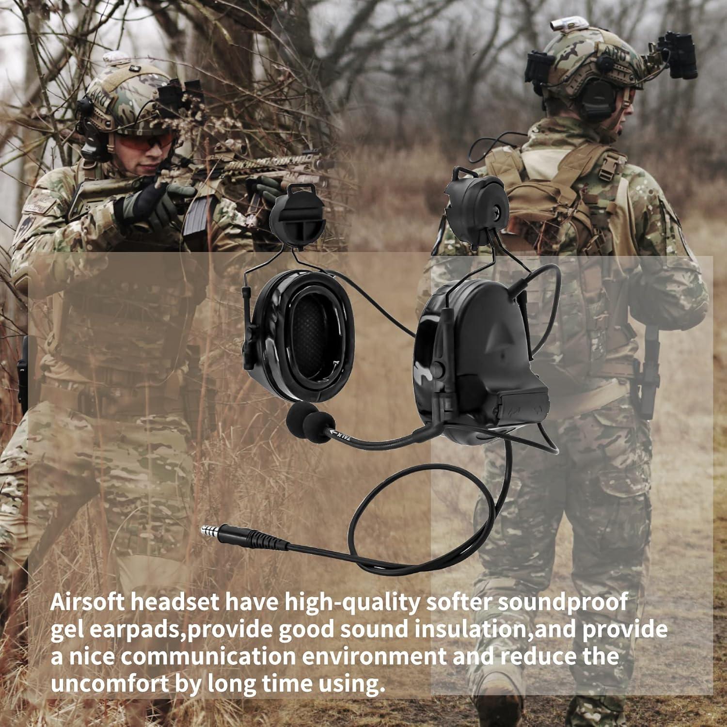 Auriculares Tácticos Hearangel con Adaptador Riel ARC Negro