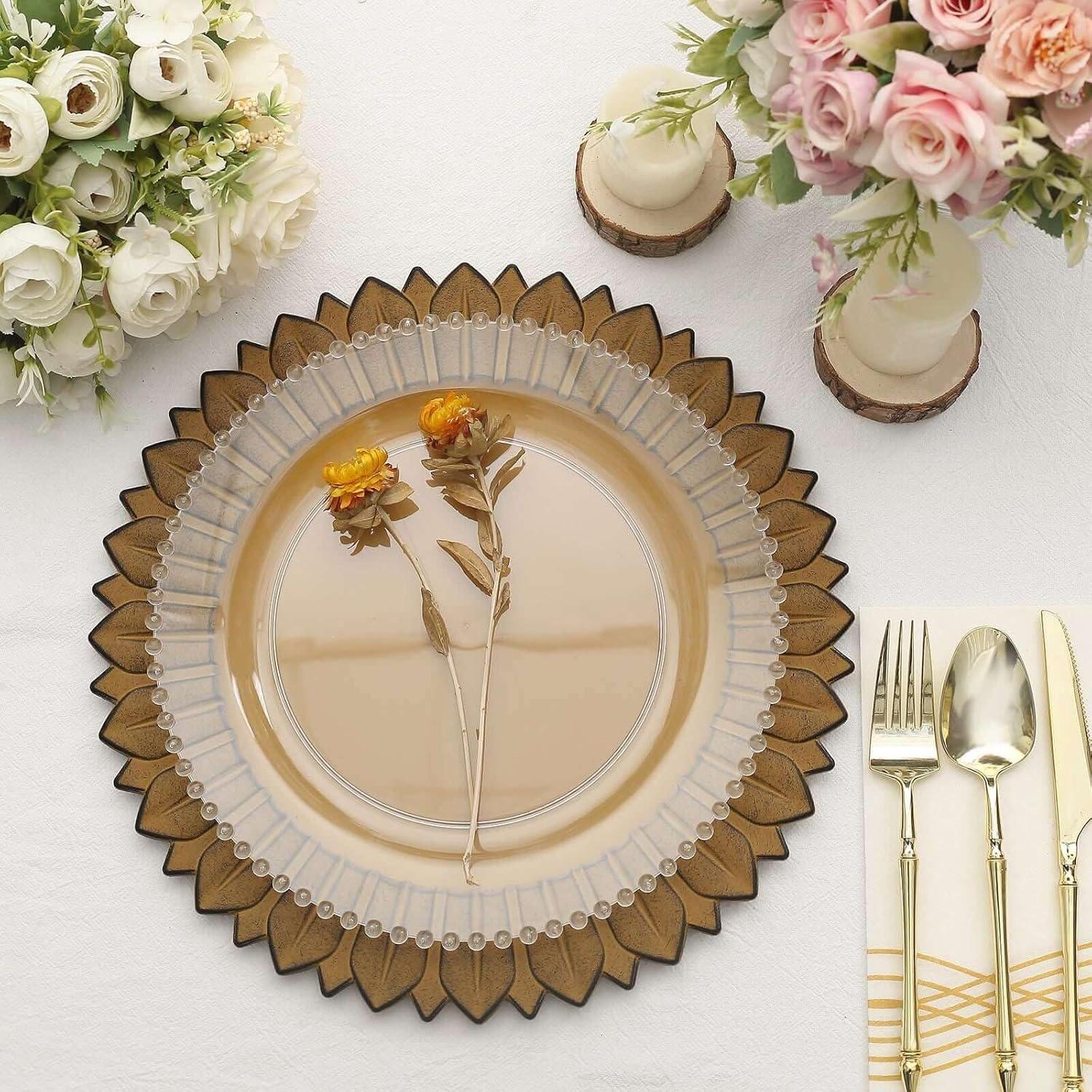 Platos Cargadores de Plástico Efavormart 33 cm Amarillo Mostaza