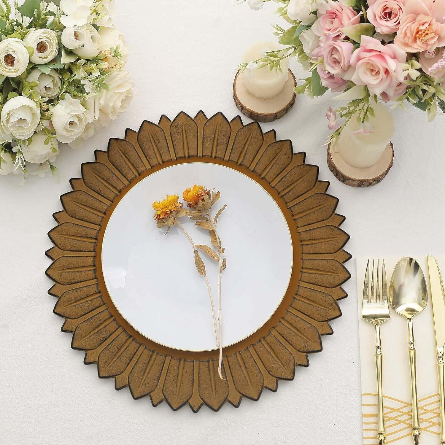 Platos Cargadores de Plástico Efavormart 33 cm Amarillo Mostaza