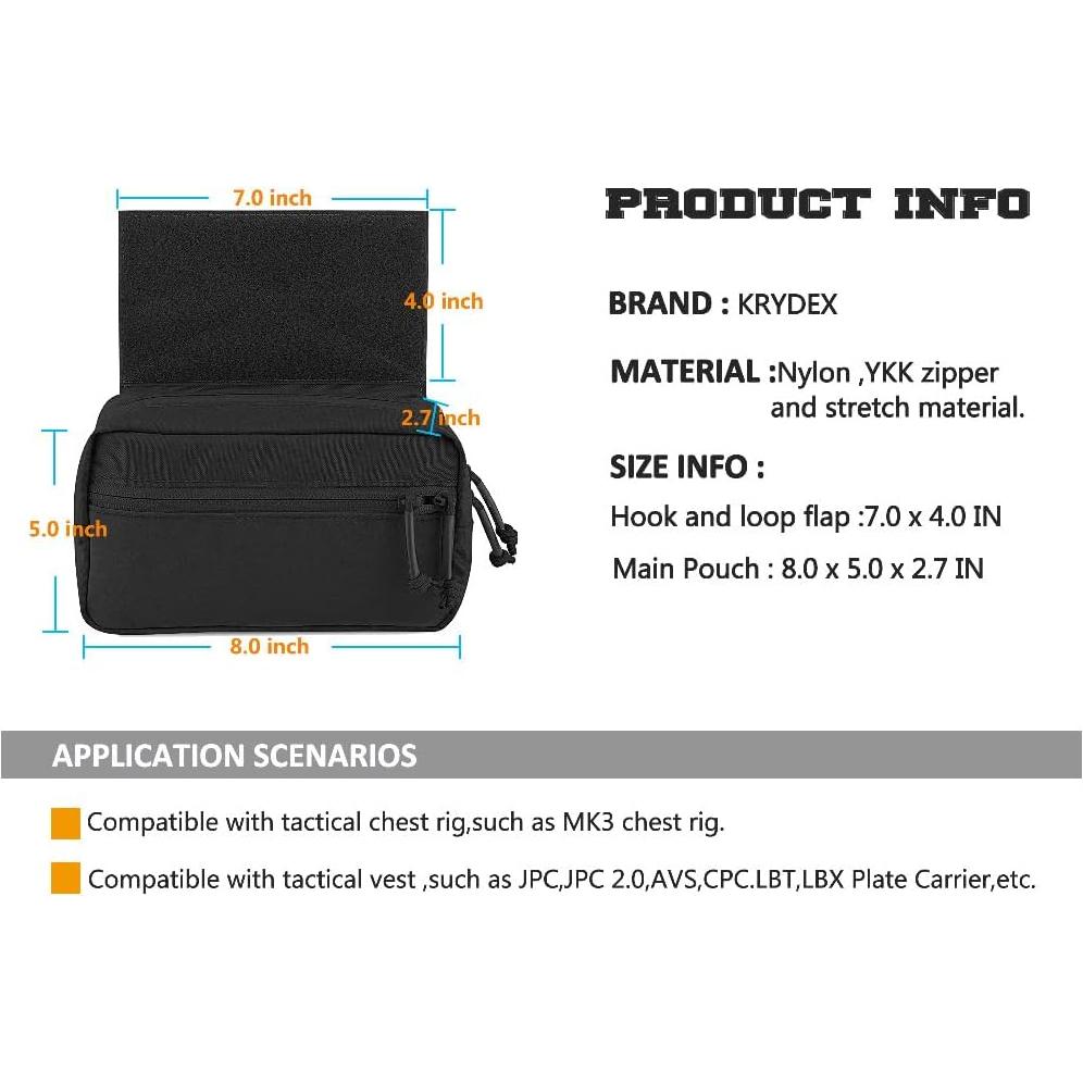 Bolsa Táctica KRYDEX Fanny Pack Negro con Panel de Gancho