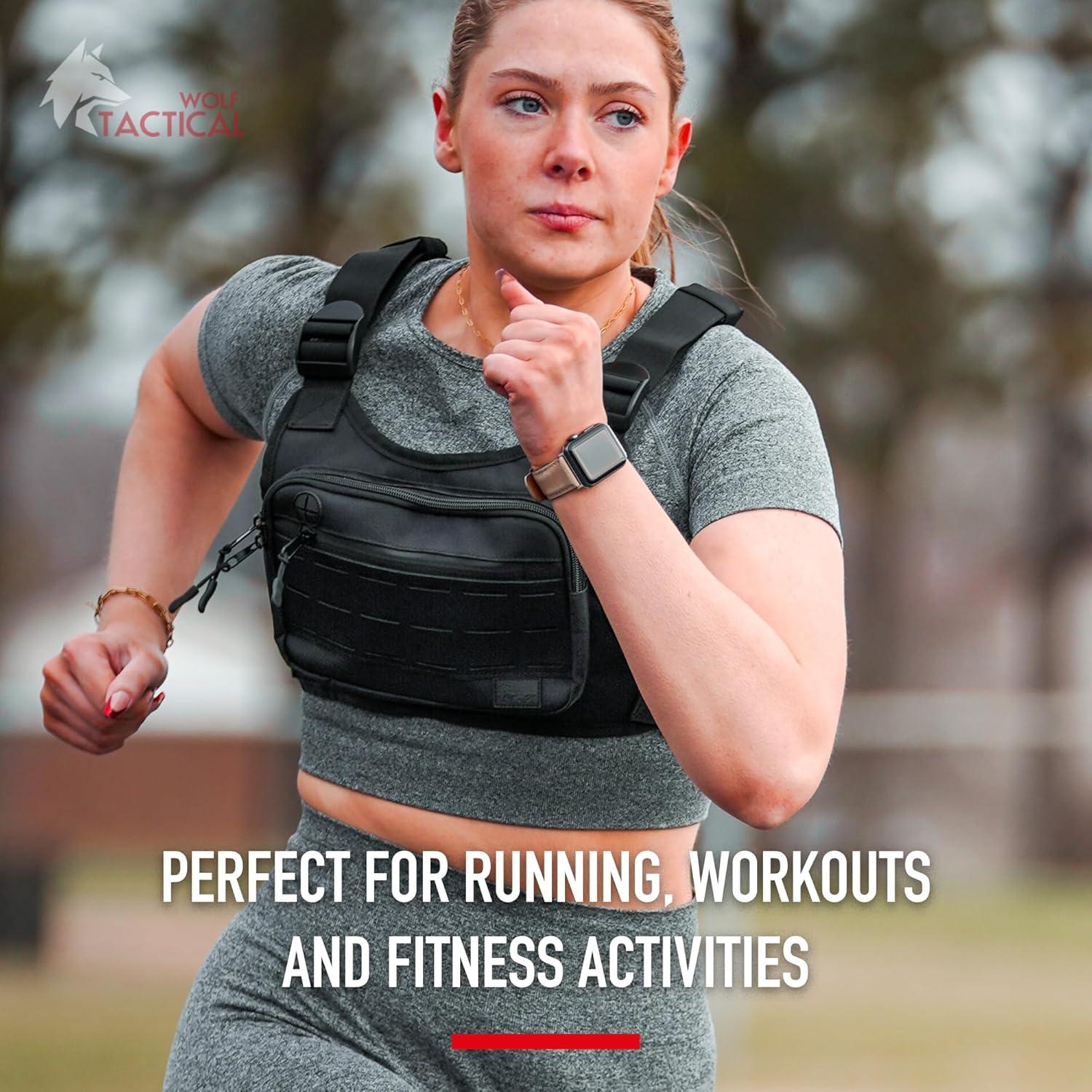 Mochila Pecho Táctica WOLF 600D Negra con Webbing Molle