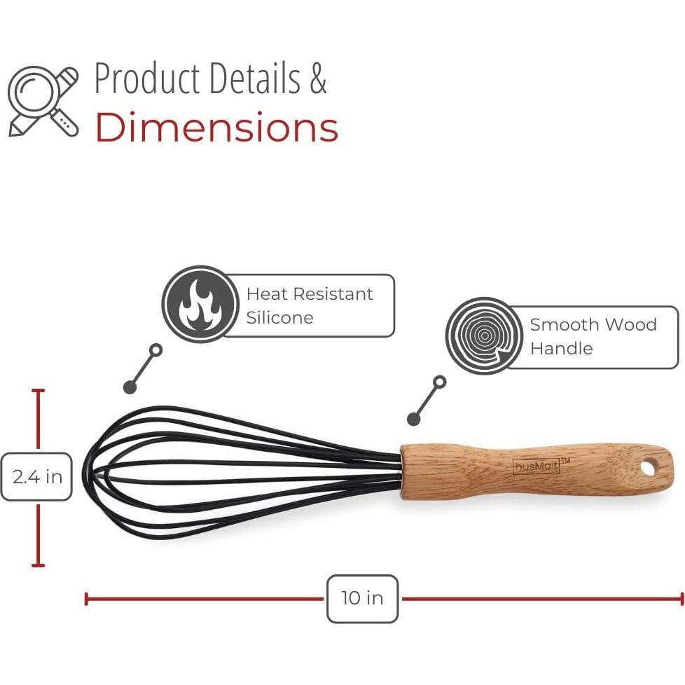 Batidor de Silicona 25.4 cm HusMait con Mango de Madera