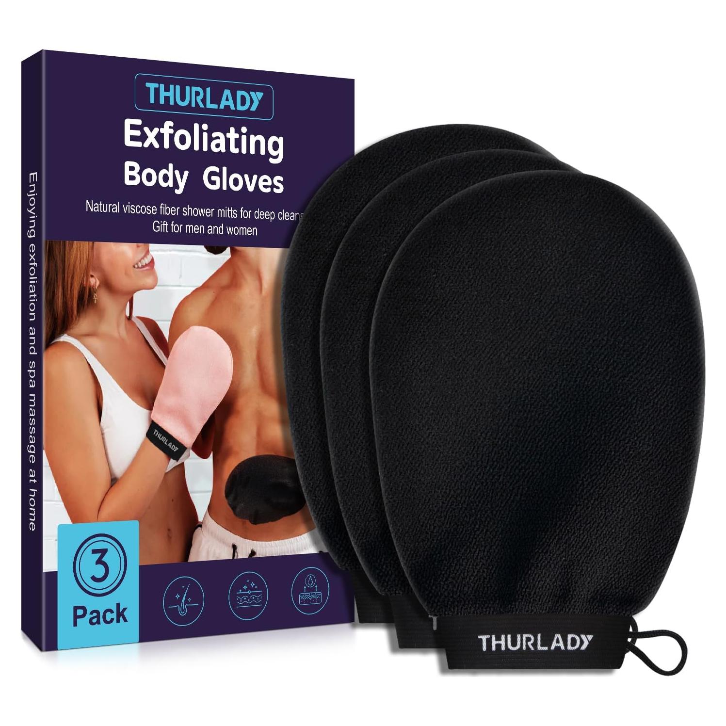 Korean Exfoliating Mitt, Deep Exfoliating Glove, 3pc Body Exfoliator Glove, Exfoliator Body Scrubber, Bath Shower Scrub Gloves, Self Tan Remover, Smooth Skin, Keratosis Pilaris Removal