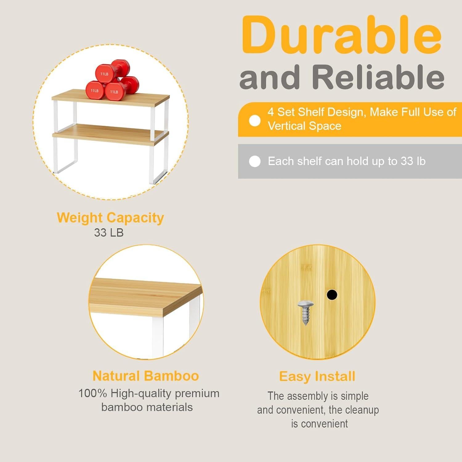 Organizadores de Estantes de Gabinete OGEMXU - 2 Piezas Blancos