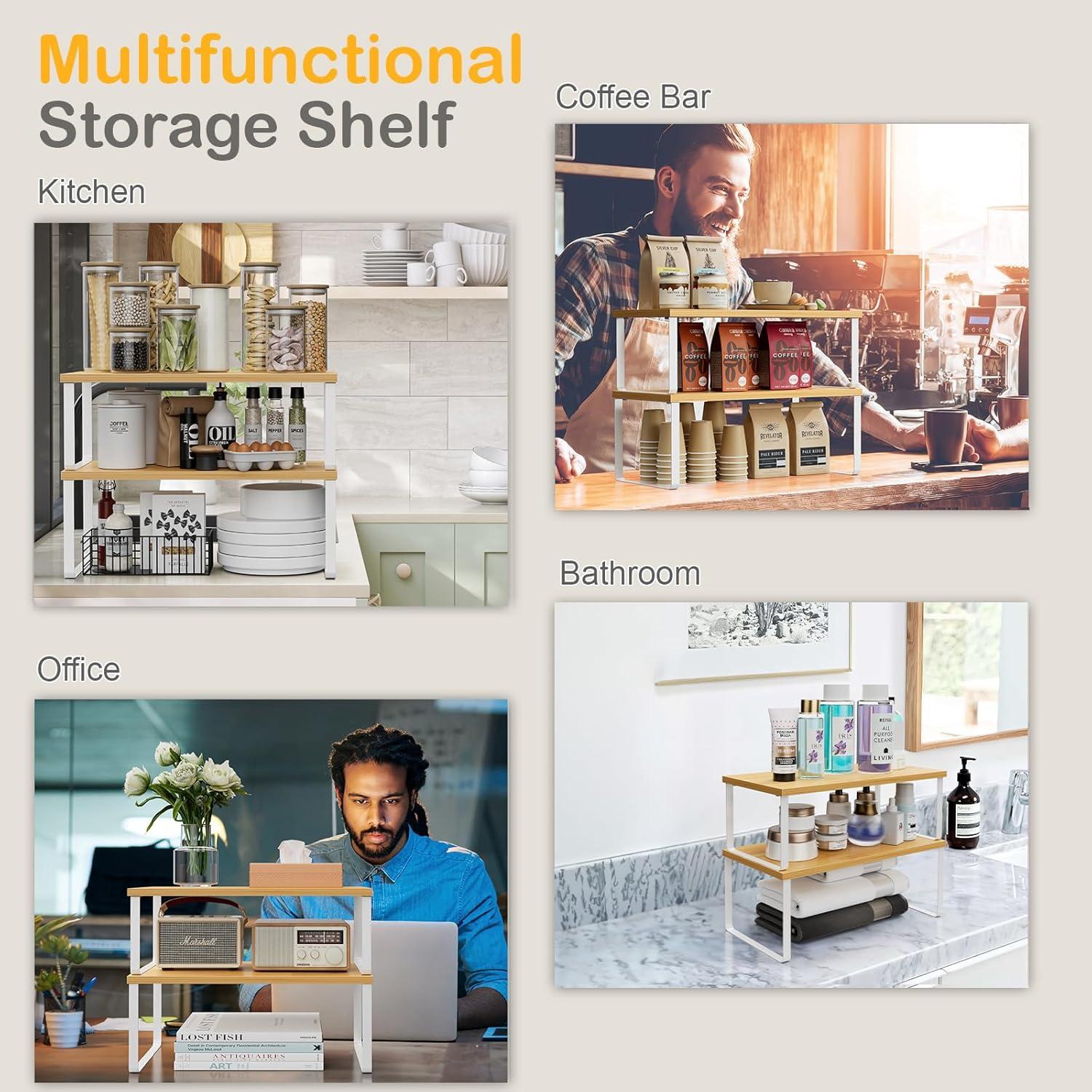 Organizadores de Estantes de Gabinete OGEMXU - 2 Piezas Blancos