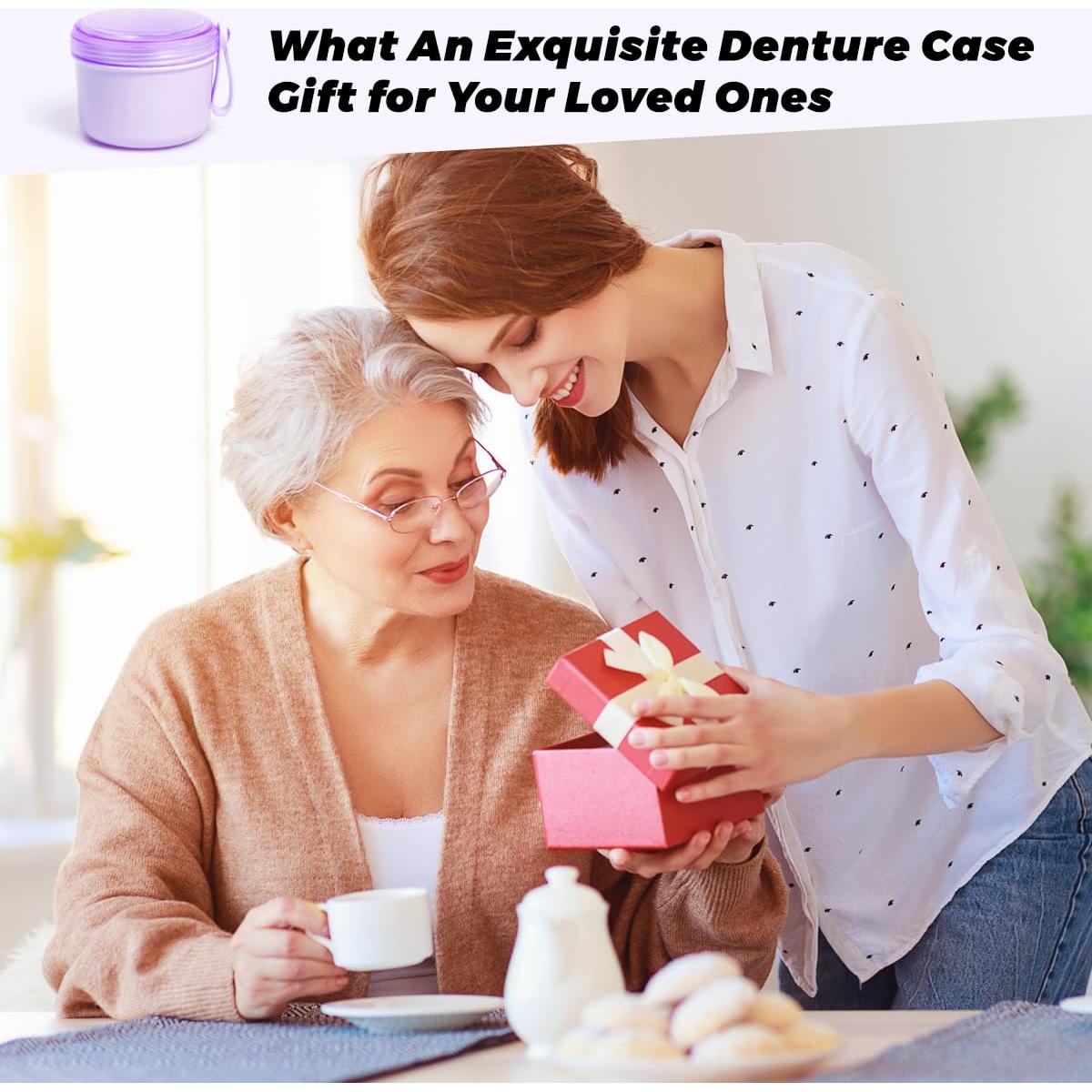 Estuche Grande para Dentaduras Uouovo a Prueba de Fugas