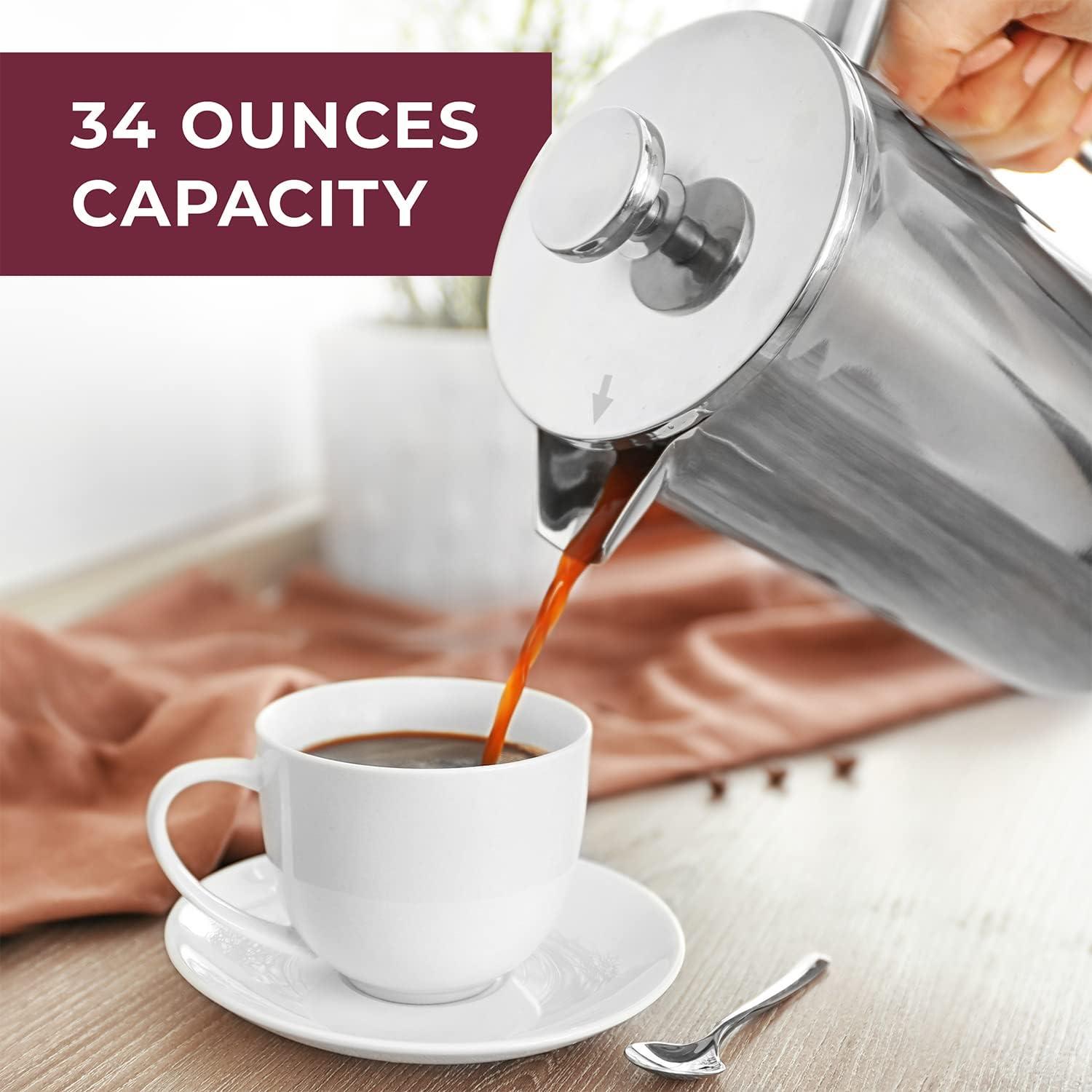Cafetera Francesa Mueller 34oz Acero Inoxidable Doble Pared