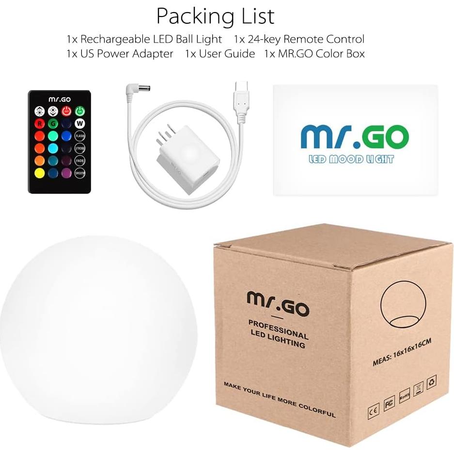 Lámpara LED Esférica RGB Mr.Go 15.24 cm Control Remoto