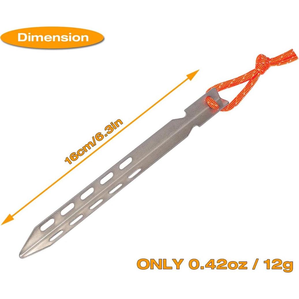 Estacas de Tienda Hikemax Titanio 6 Pack Ultraligeras