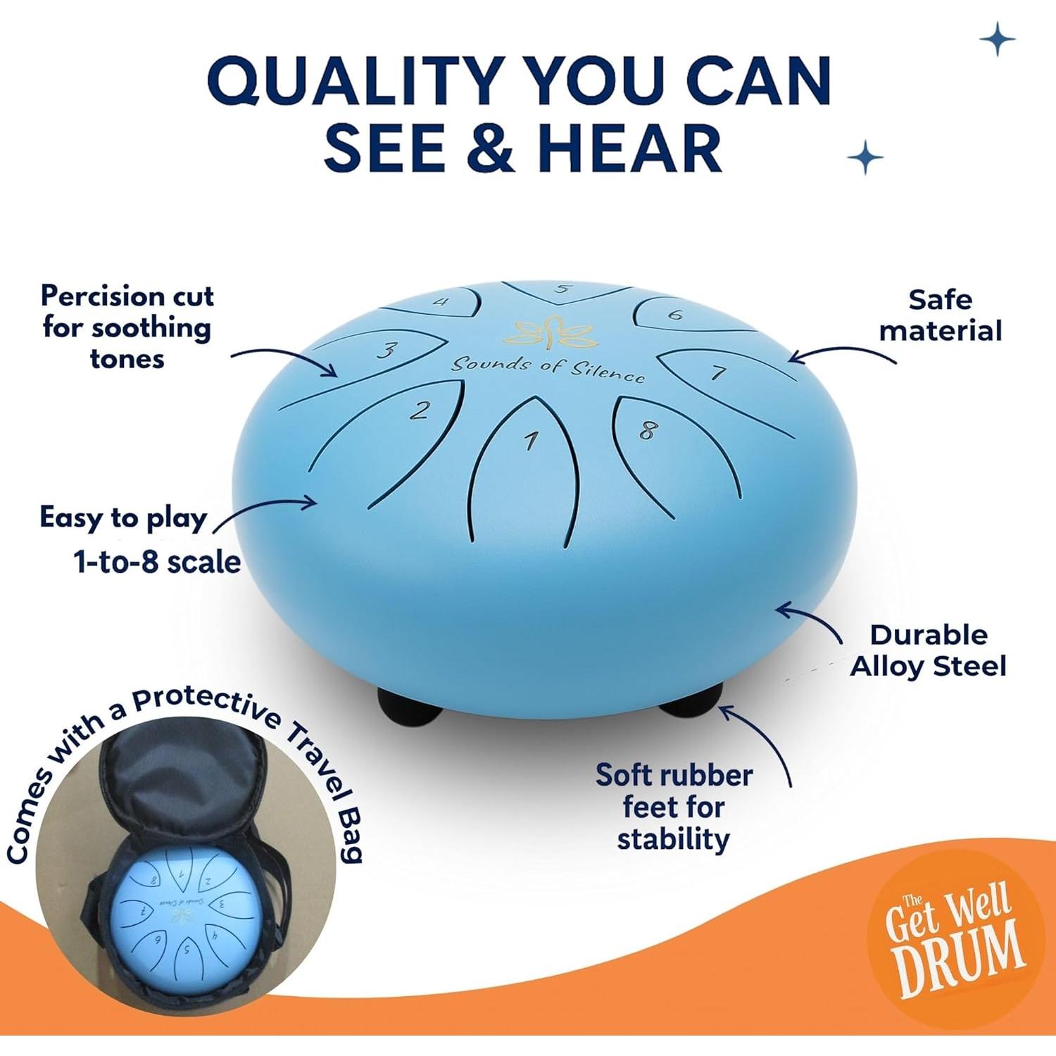 Tambor de Lengua de Acero Sonido del Silencio 6" (15.24 cm) Niños