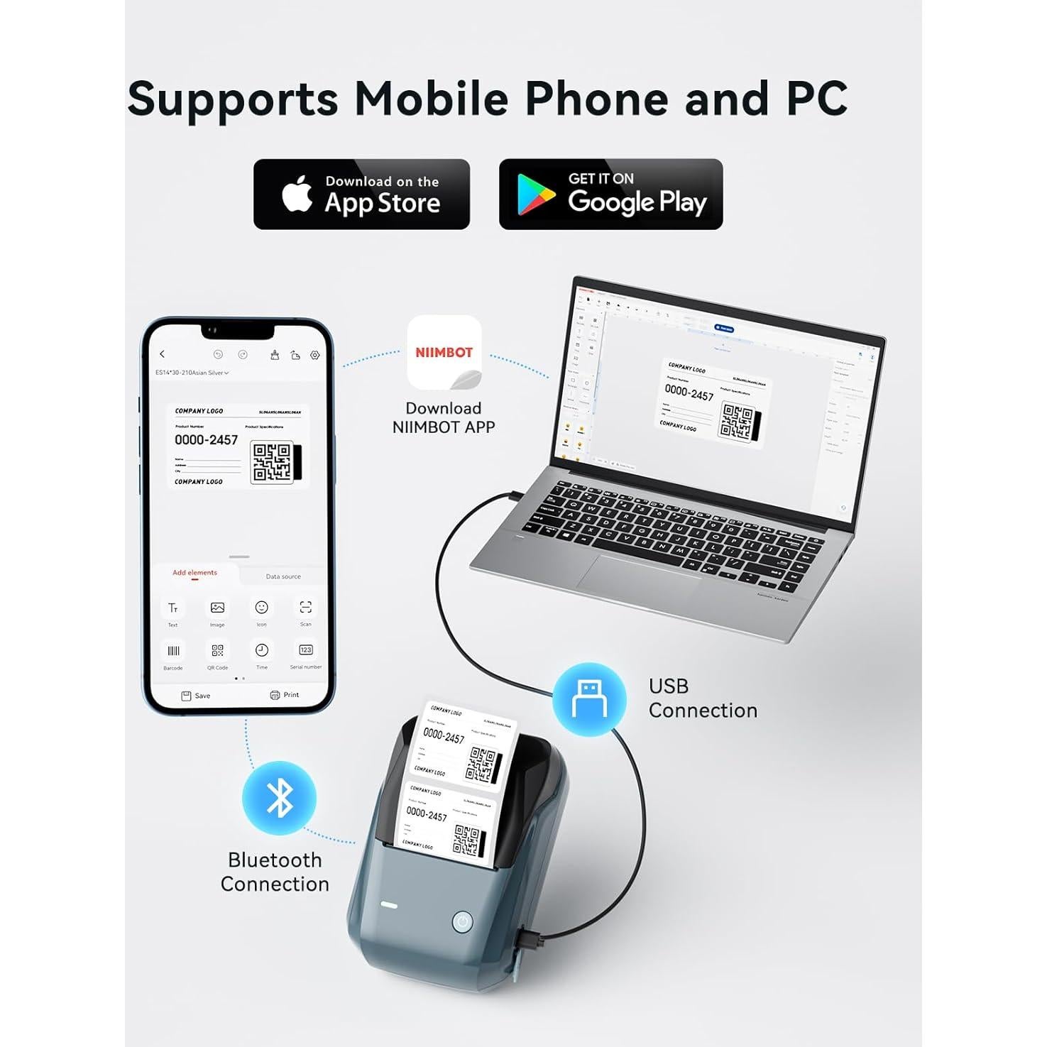 Impresora de Etiquetas NIIMBOT B1 Portátil con 3 Cintas
