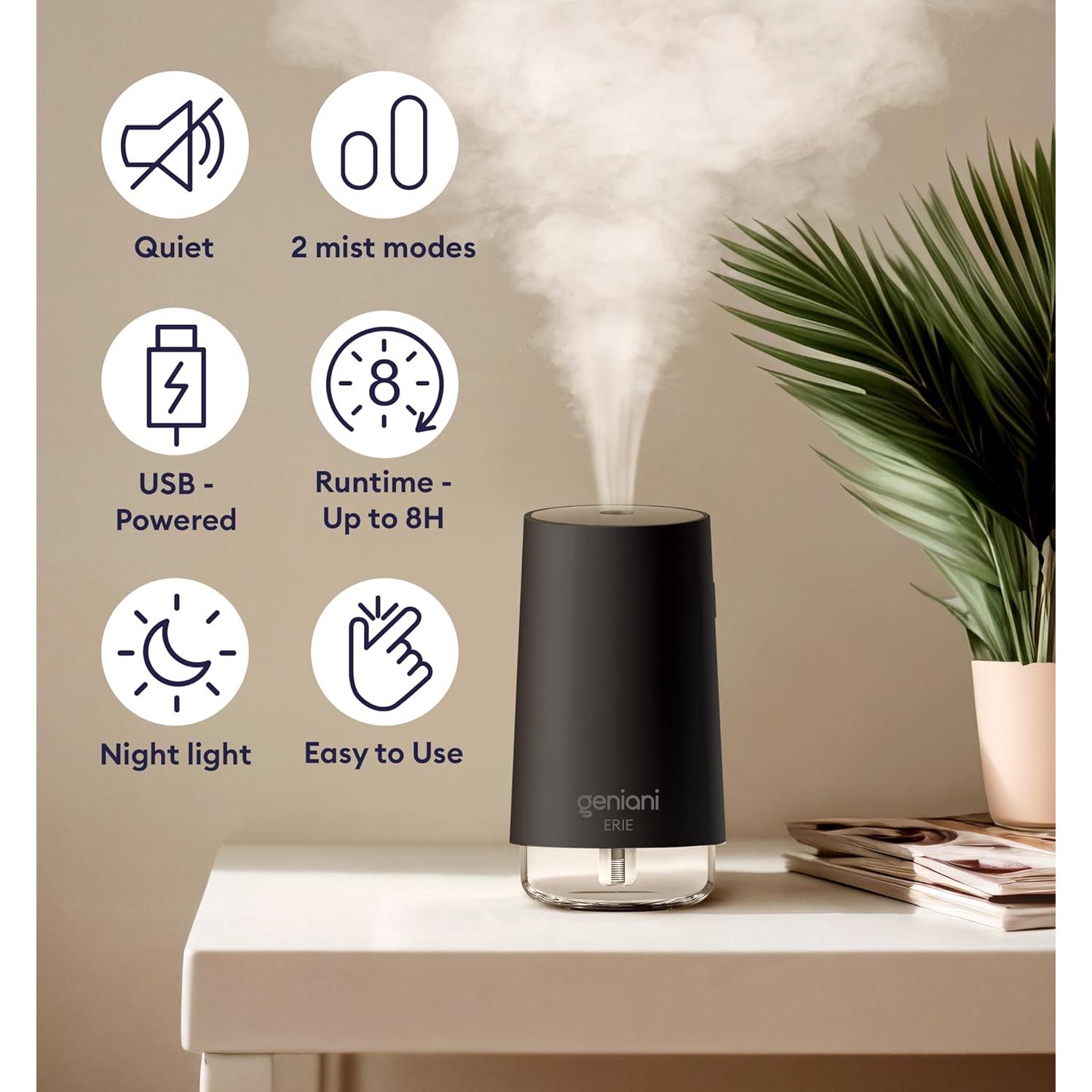 Humidificador portátil Geniani Erie 0.25L USB con luz nocturna