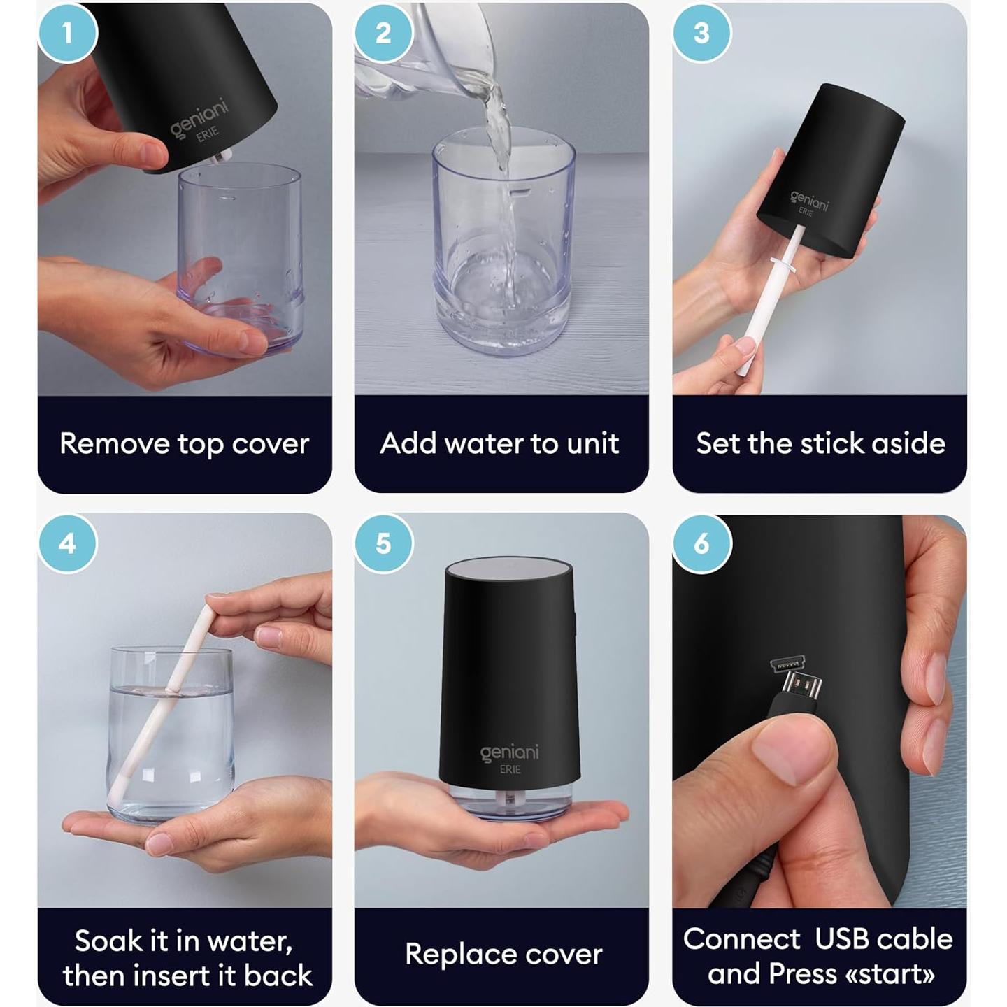 Humidificador portátil Geniani Erie 0.25L USB con luz nocturna