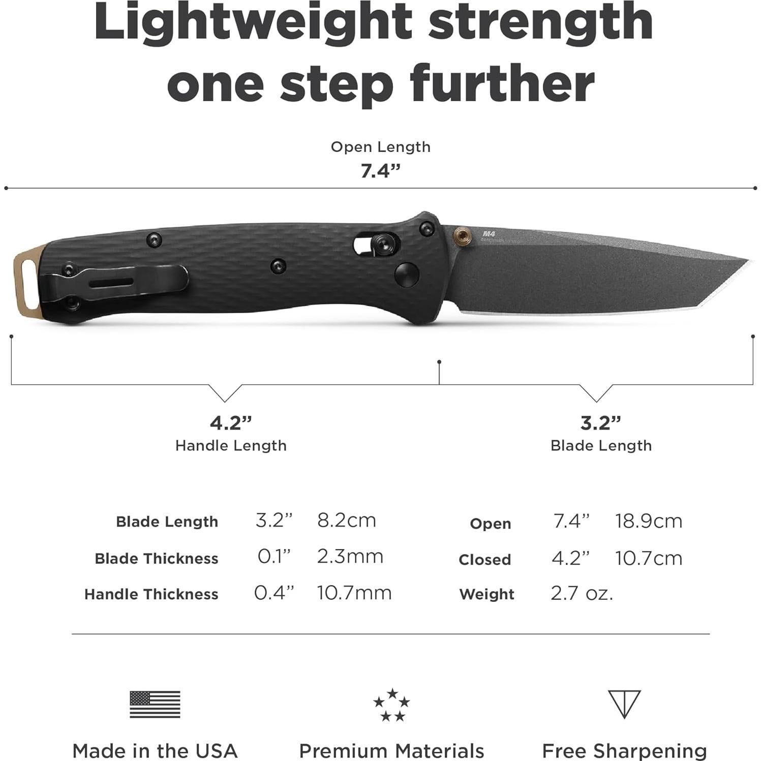 Cuchillo Táctico Benchmade Bailout 537 con Mango Aluminio