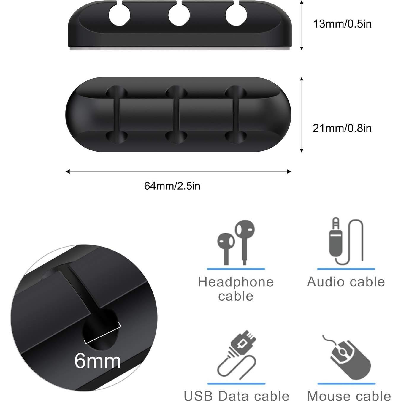 SOULWIT Clips Sujetacables Autoadhesivos Silicona - 3 Piezas