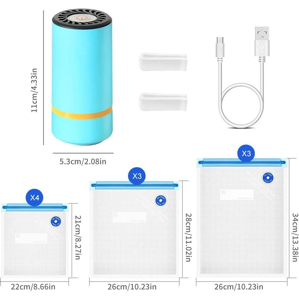 Sellador de Vacío Eléctrico Portátil CNaiyunpin K01 con 10 Bolsas