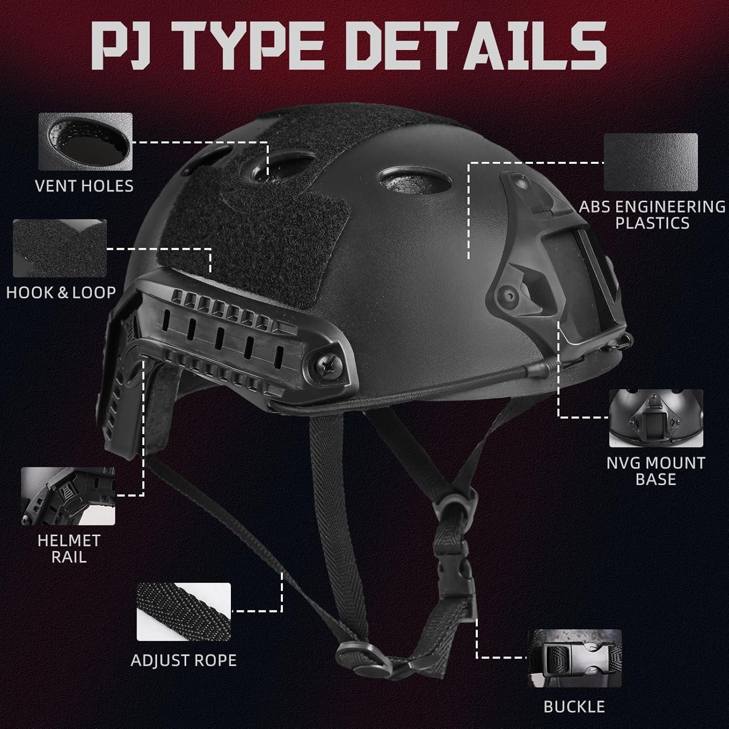 Casco Táctico DTACGERA DT-001BK con Máscara Facial