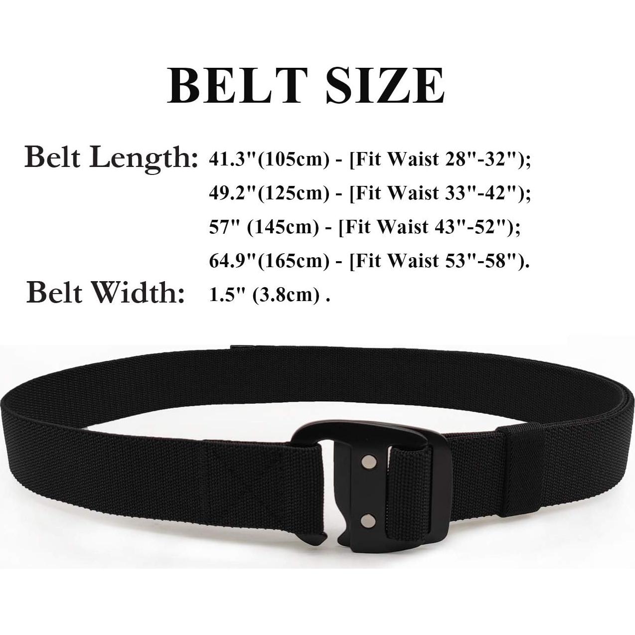 Cinturón Táctico WYuZe Ajustable Elástico Militar Negro