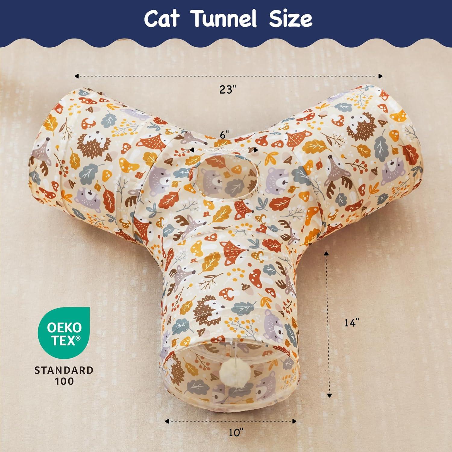 Túnel para Gatos Tempcore 3 Vías Colapsable Beige 80x55 cm