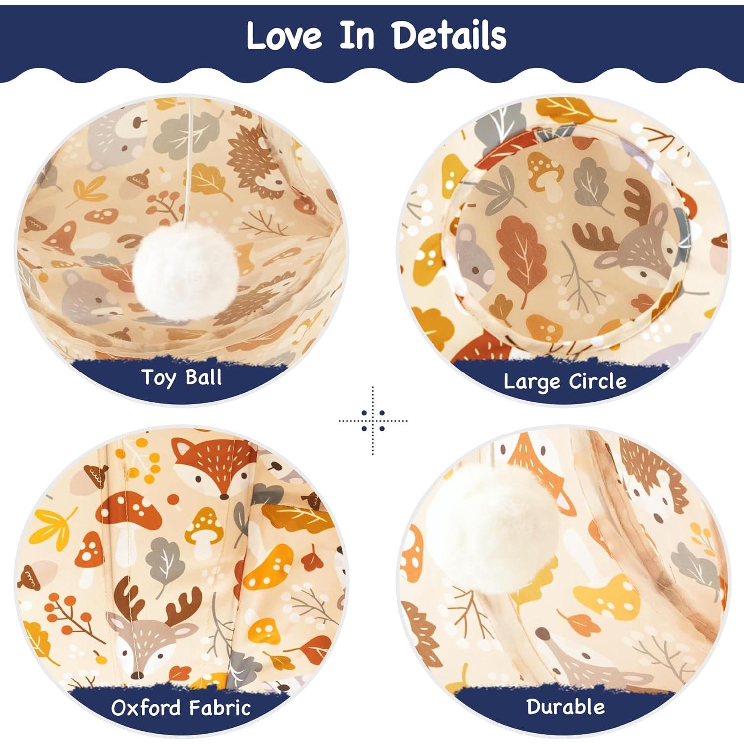 Túnel para Gatos Tempcore 3 Vías Colapsable Beige 80x55 cm