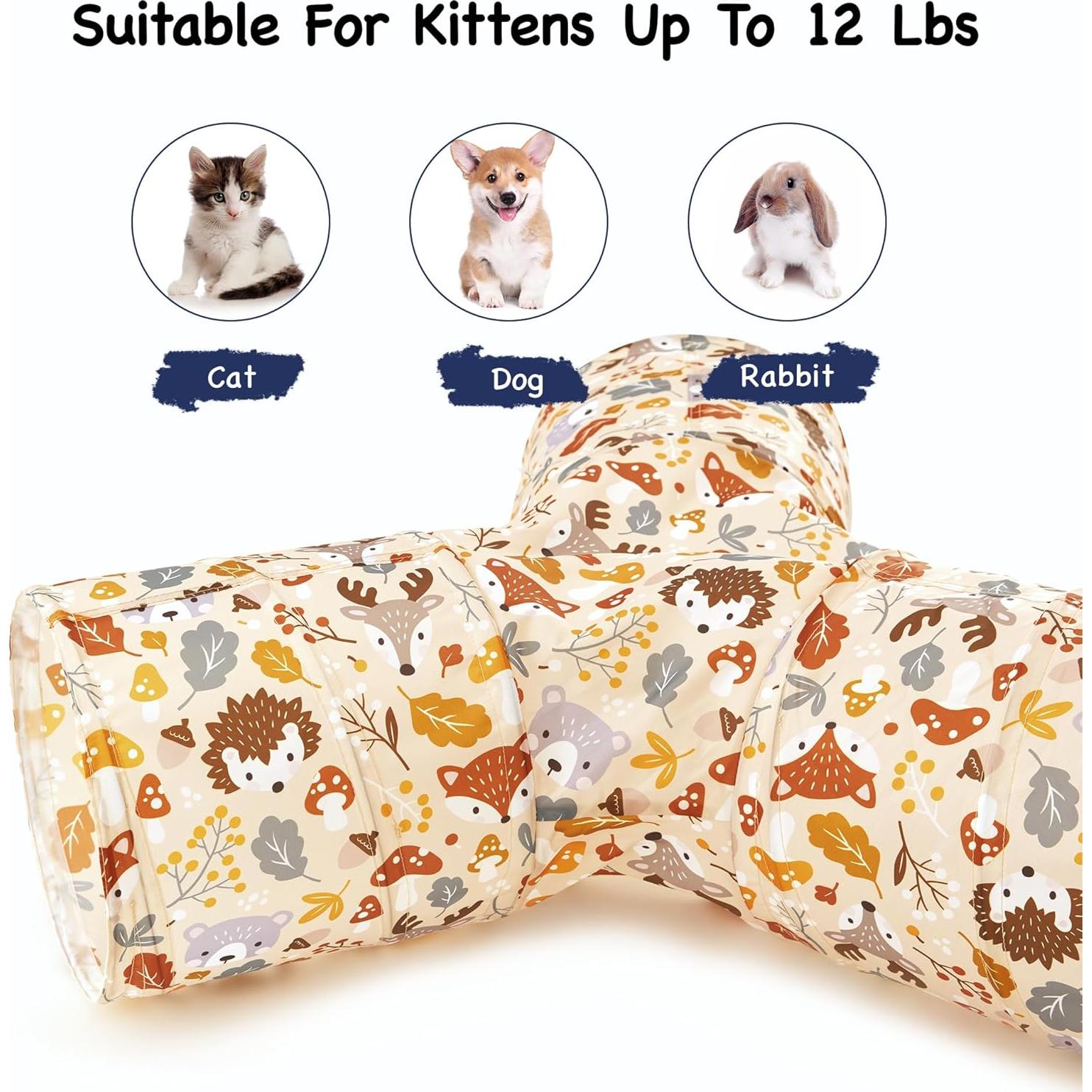 Túnel para Gatos Tempcore 3 Vías Colapsable Beige 80x55 cm