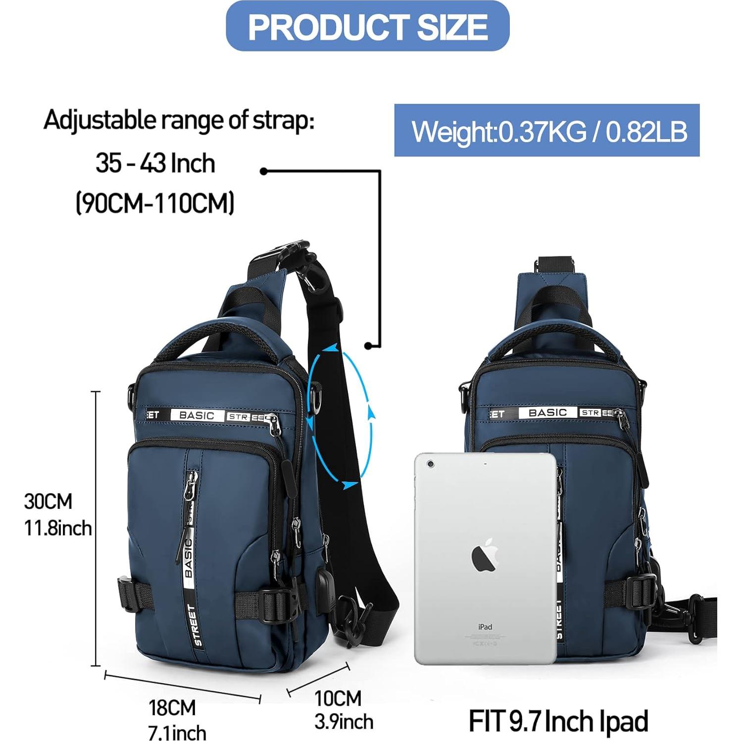 Mochila Cruzada SEAFEW Azul Antirrobo para Hombres