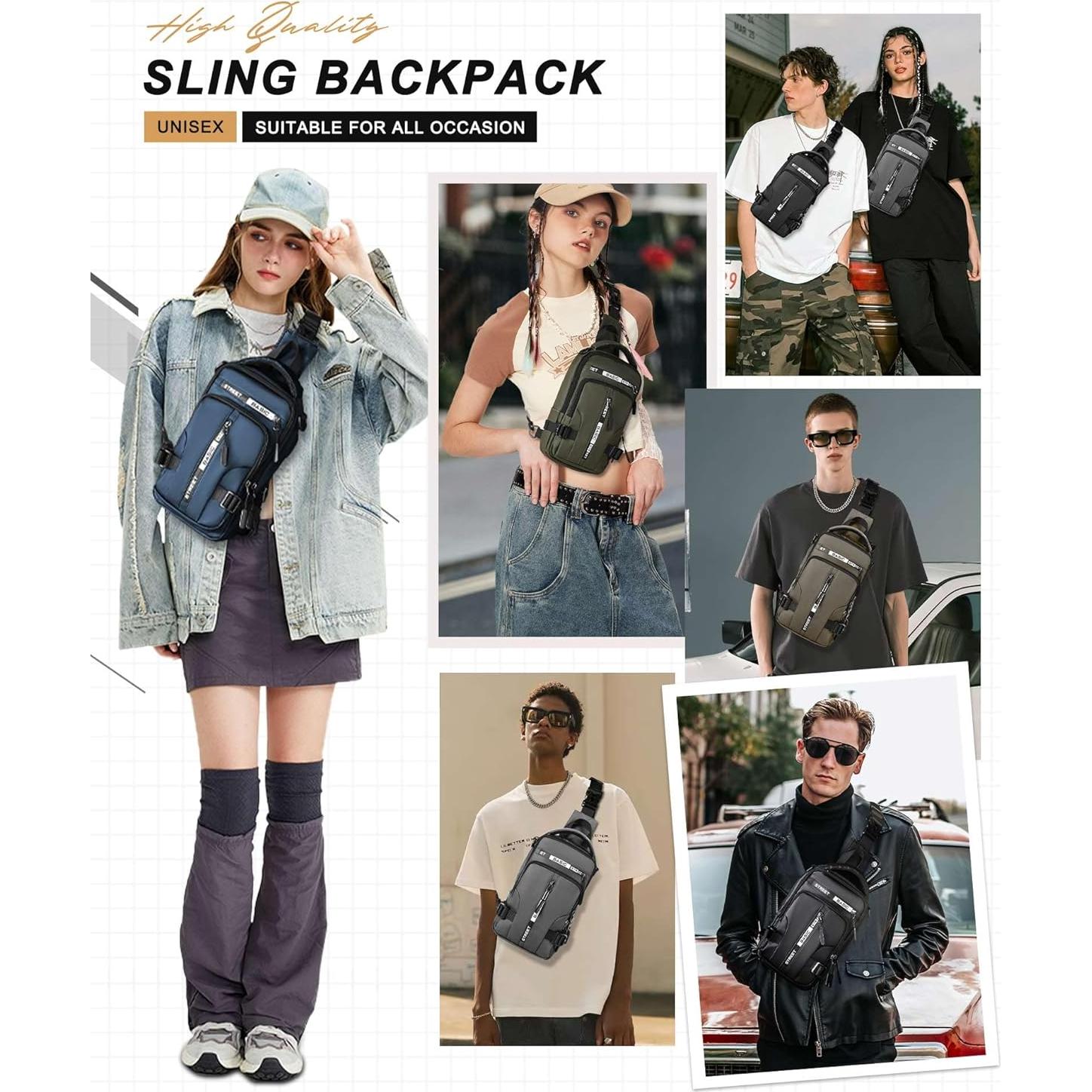 Mochila Cruzada SEAFEW Azul Antirrobo para Hombres