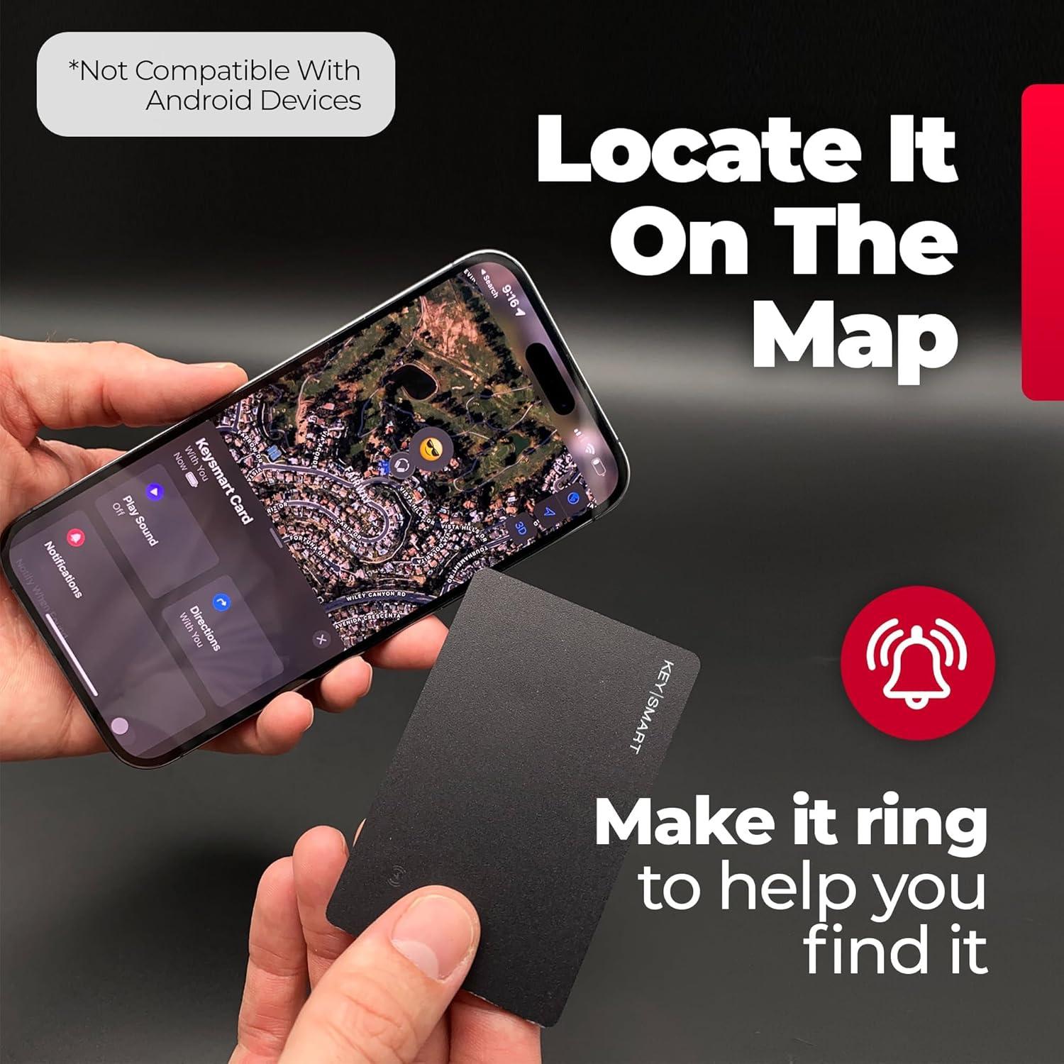 Tarjeta Rastreadora KeySmart MFI Bluetooth Ultra Delgado Negro