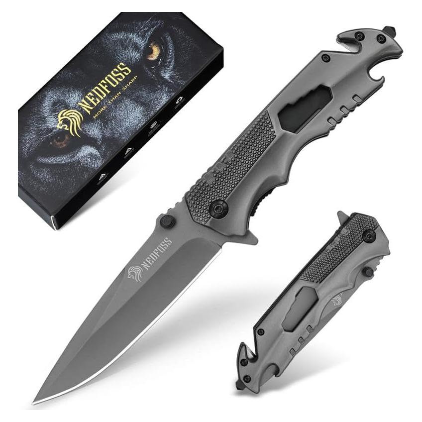 Navaja de bolsillo NedFoss FA48 5 en 1 con abridor y rompevidrios