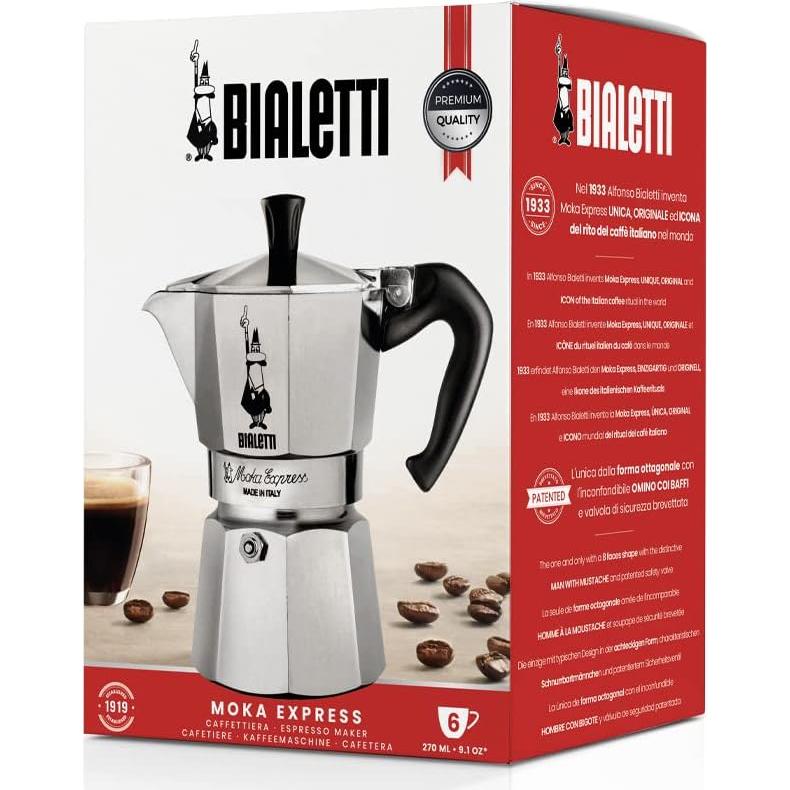 Cafetera Moka Bialetti 6 Tazas Aluminio Plata