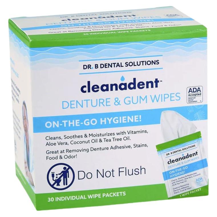 Toallitas Cleanadent Dr. B - Limpieza para dentaduras 30 pzs